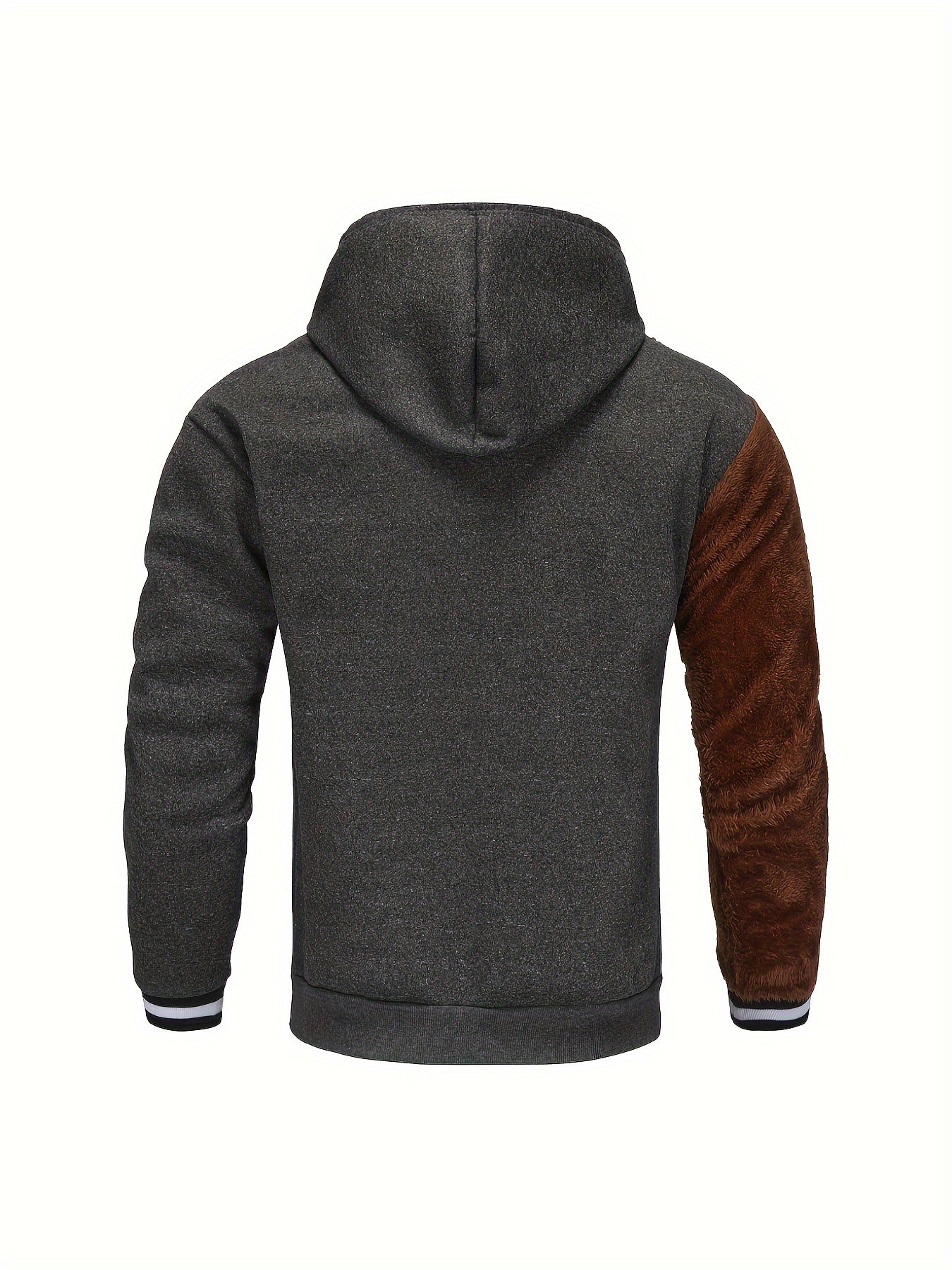 Men's Color Block Bruin Graphic Print Hoodie, Casual Long Sleeve Hooded Sweatshirt For Fall Winter Outdoor