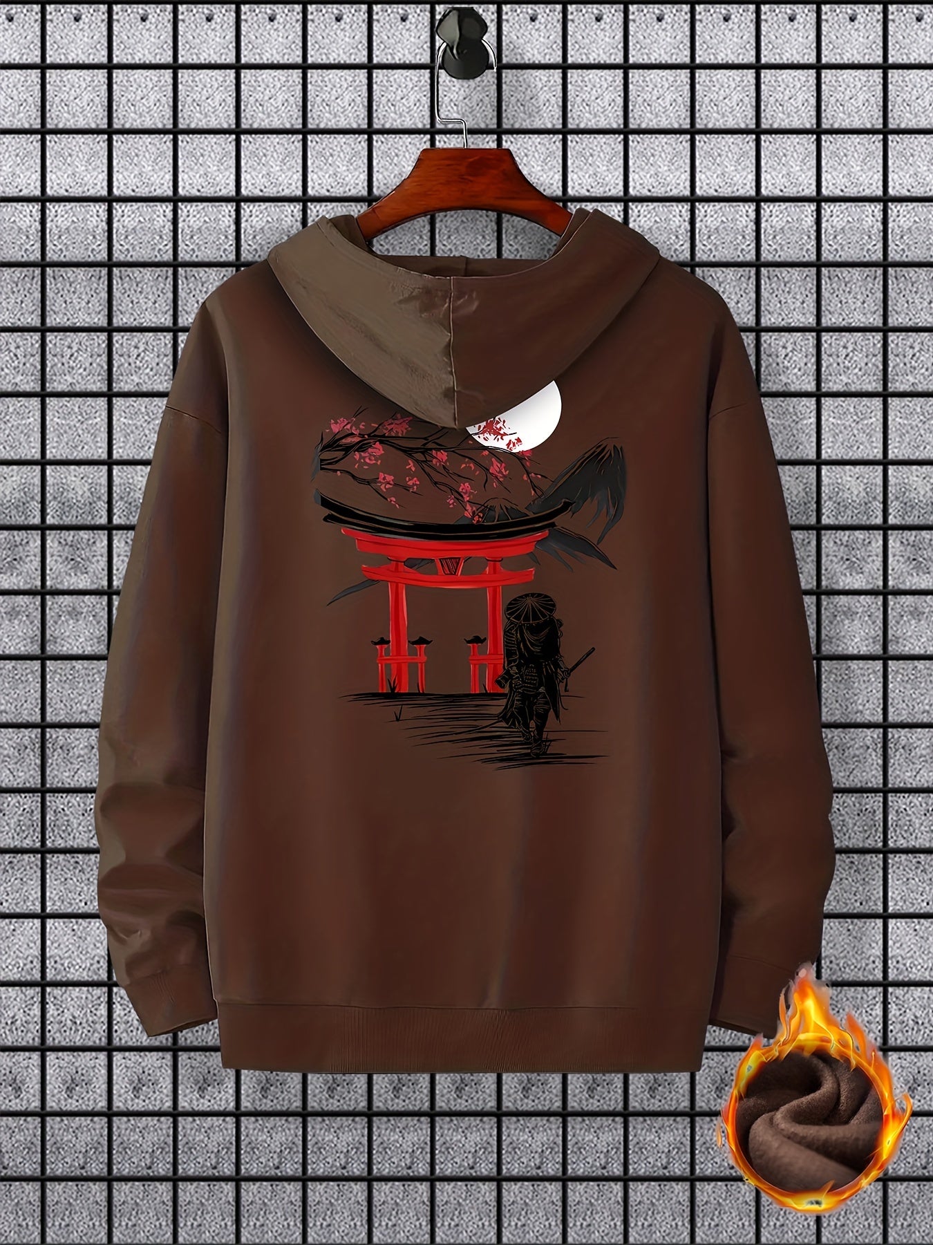Men's Long Sleeve Ancient Style Knight Pattern Print, Hoodies Street Casual Sports And Fashionable With Kangaroo Pocket Sweatshirt, Suitable For Outdoor Sports, For Autumn And Winter, Fashionable And Versatile