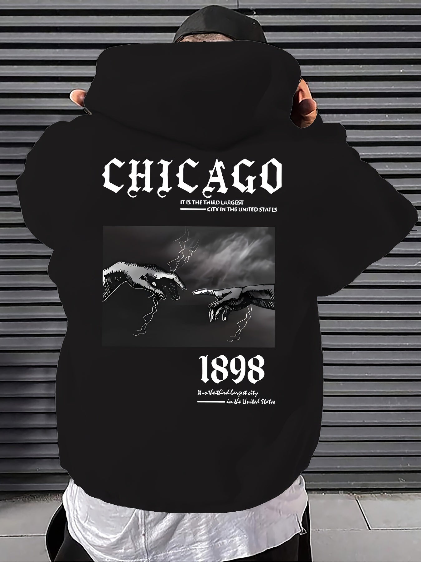 Men's Casual Hoodie with Unique Print Design - Soft Polyester, Machine Washable, Loose Fit Pullover with Kangaroo Pocket
