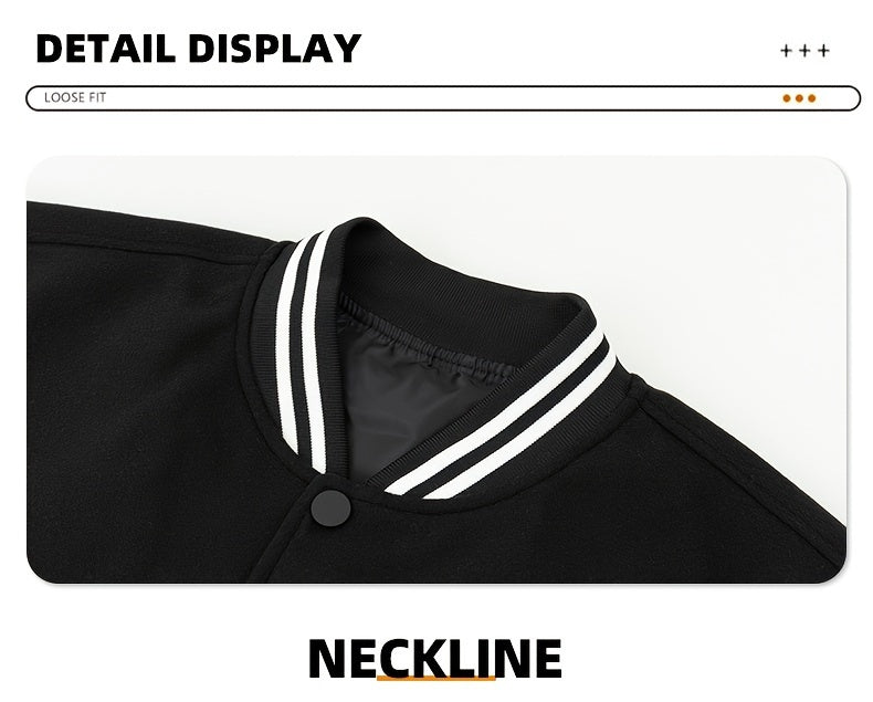 Men's Letter Double-wing Embroidery Varisty Jackets Vintage Long Sleeve PU Leather Patchwork Baseball Coats for Autumn&Winter