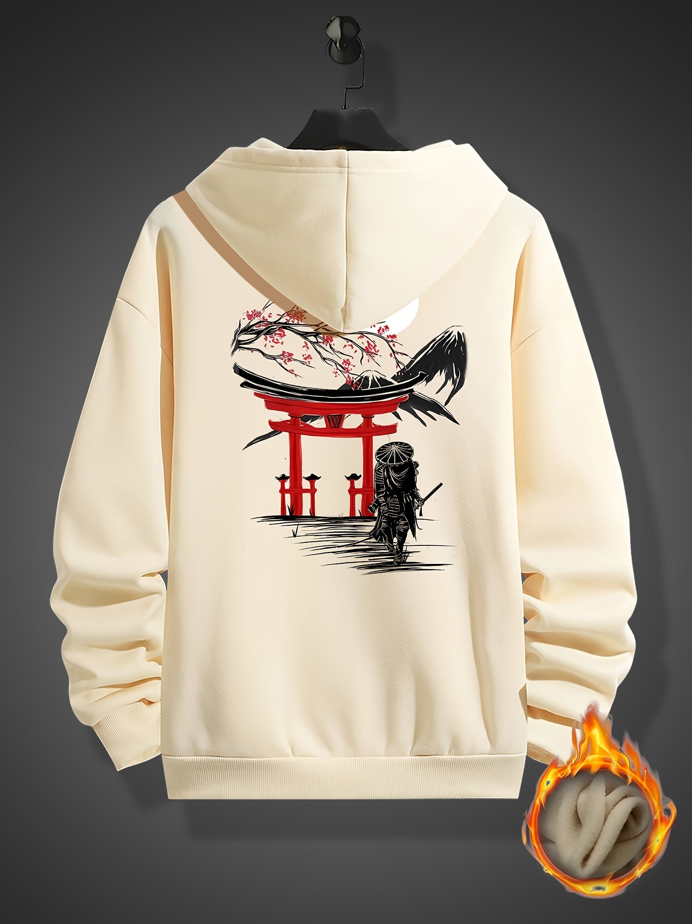 Men's Long Sleeve Ancient Style Knight Pattern Print, Hoodies Street Casual Sports And Fashionable With Kangaroo Pocket Sweatshirt, Suitable For Outdoor Sports, For Autumn And Winter, Fashionable And Versatile