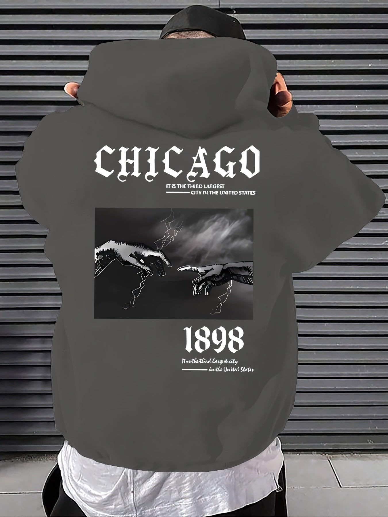 Men's Casual Hoodie with Unique Print Design - Soft Polyester, Machine Washable, Loose Fit Pullover with Kangaroo Pocket