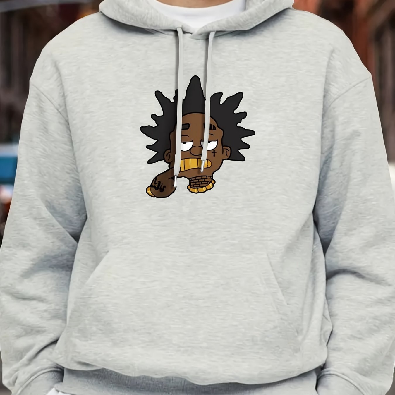 KOURRTER Unisex Cartoon Graphic Hoodie – Four Seasons Casual Knit Fabric Regular Fit with Pocket, 100% Polyester Geometric-pattern Hooded Sweatshirt with Slight Stretch