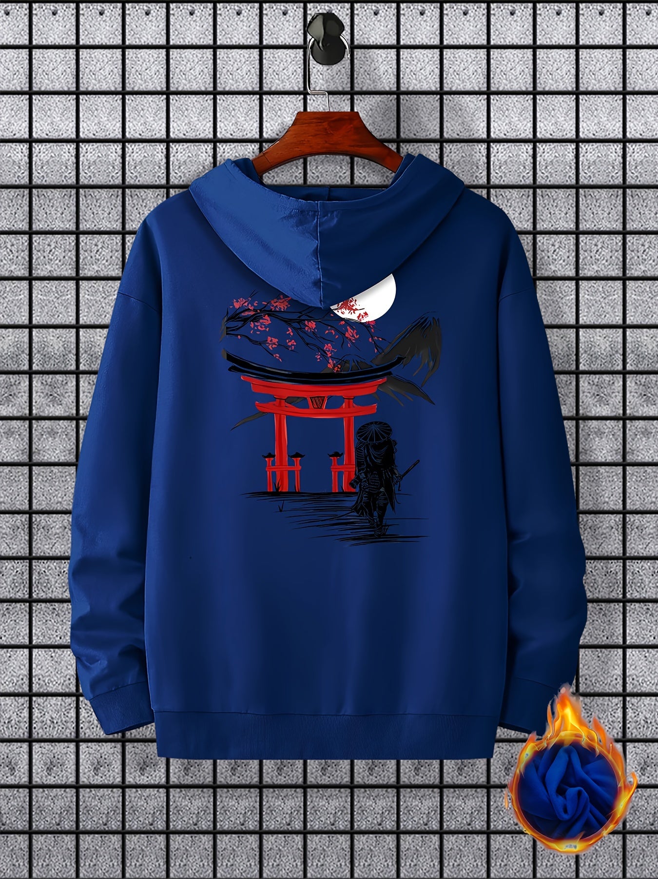 Men's Long Sleeve Ancient Style Knight Pattern Print, Hoodies Street Casual Sports And Fashionable With Kangaroo Pocket Sweatshirt, Suitable For Outdoor Sports, For Autumn And Winter, Fashionable And Versatile