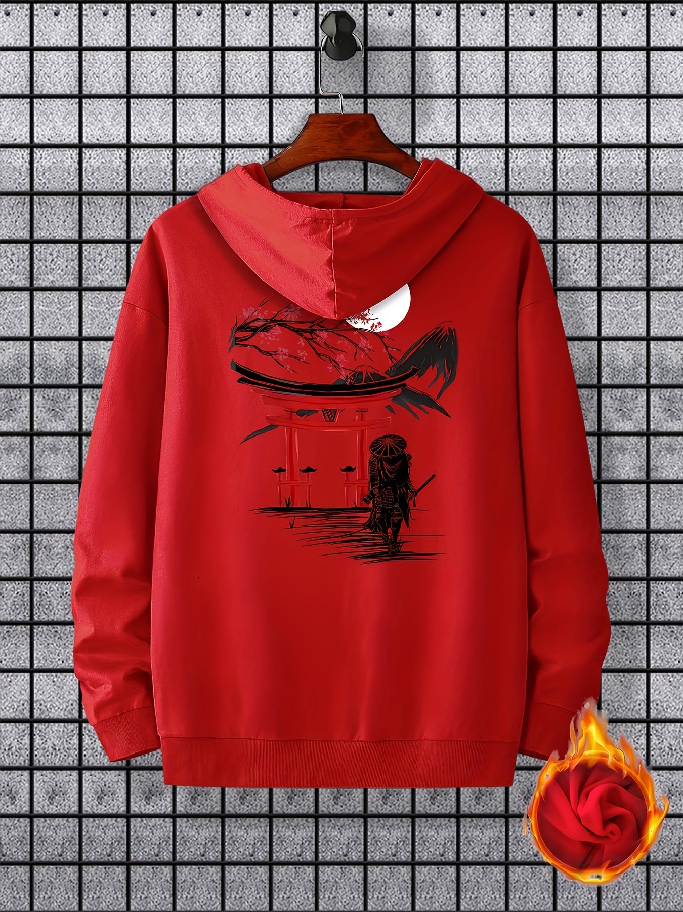 Men's Long Sleeve Ancient Style Knight Pattern Print, Hoodies Street Casual Sports And Fashionable With Kangaroo Pocket Sweatshirt, Suitable For Outdoor Sports, For Autumn And Winter, Fashionable And Versatile