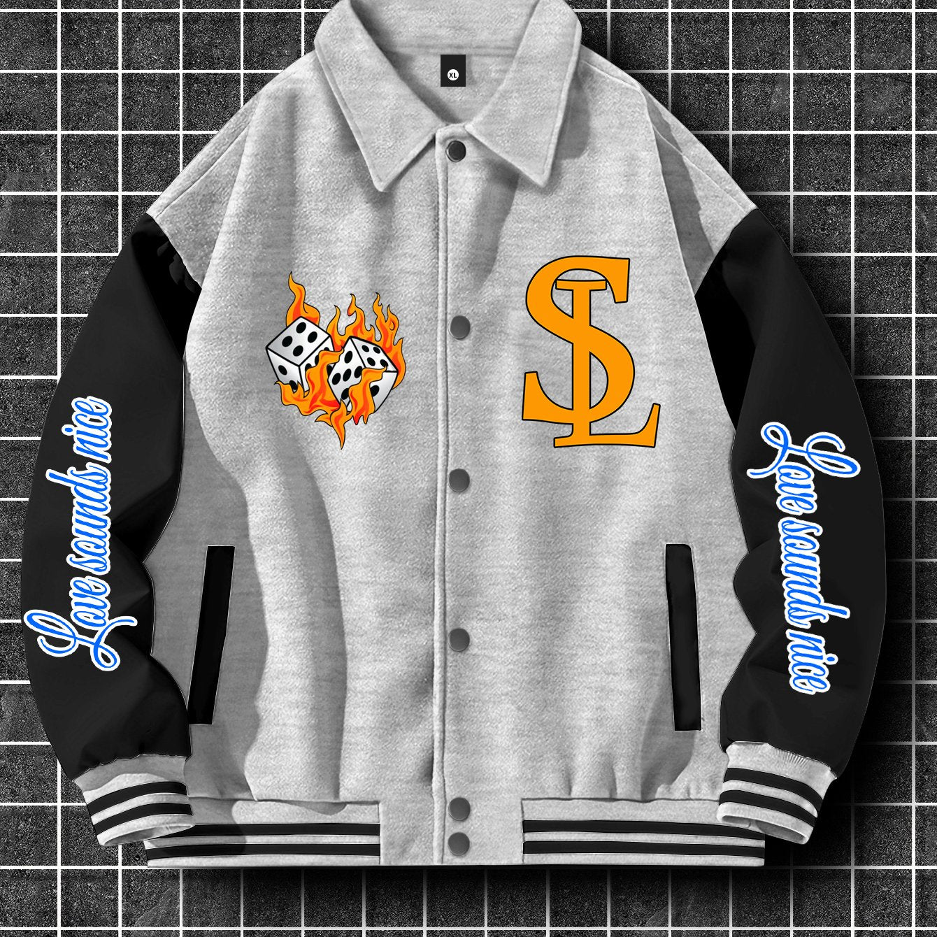 Men's Trendy Casual Baseball Jacket with Unique Print Design - Thick, Polyester, Machine Washable, Button-Up Collar