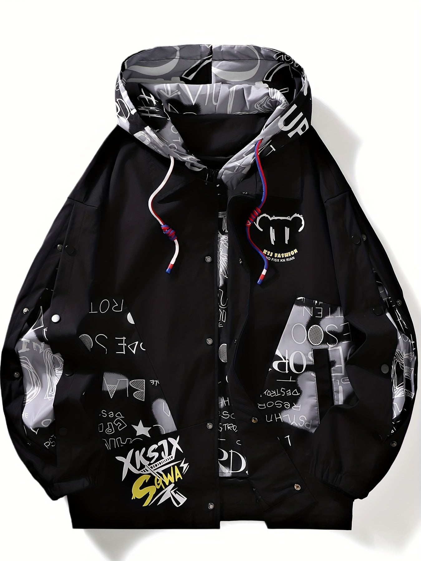 Men's Trendy Hooded Baseball Jacket - Color Block, Loose Fit for Spring & Fall Outdoor Activities like Hiking, Hunting, Camping