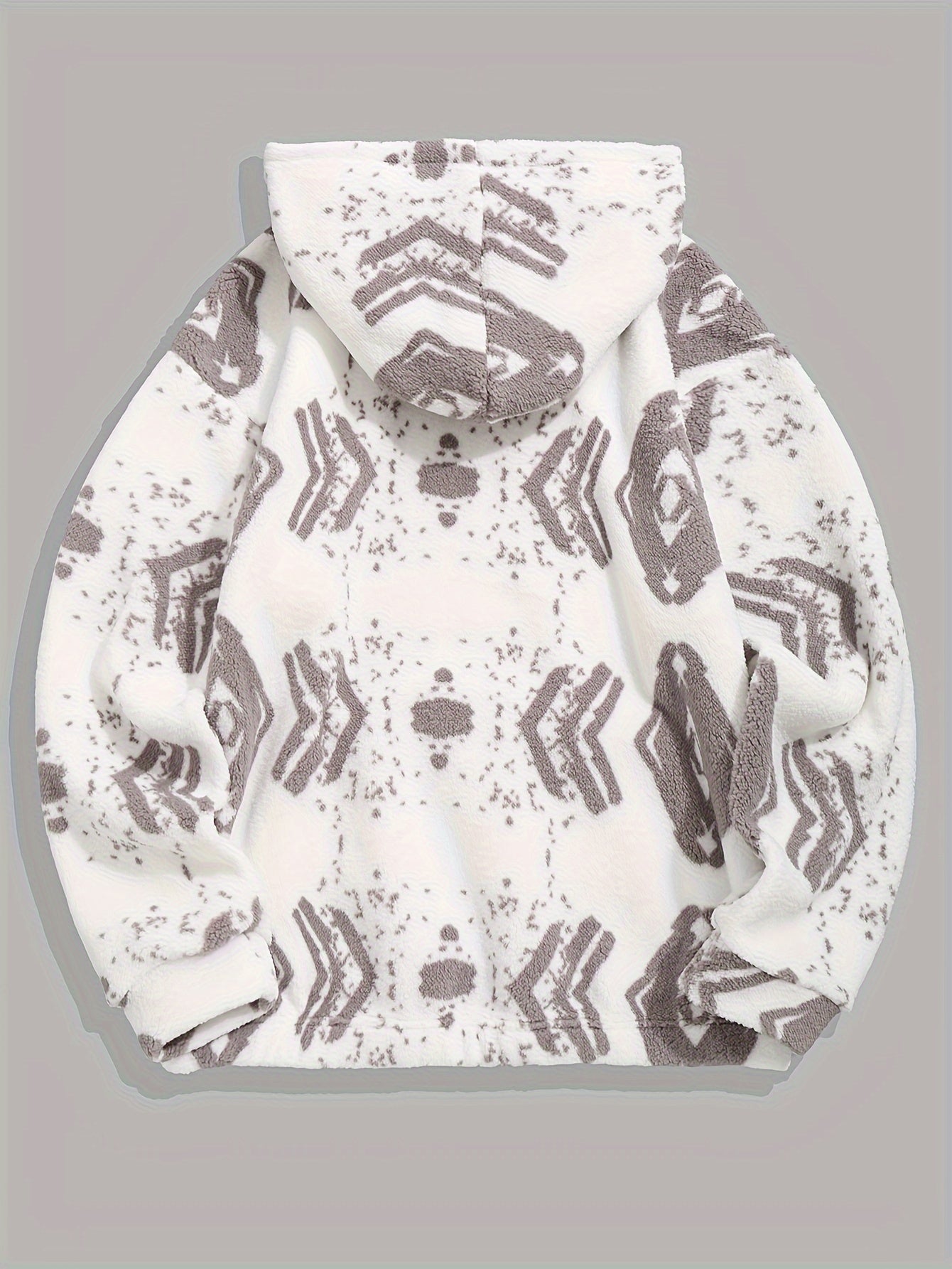 Men'S Fashion Hoodie, Autumn/Winter New Arrival, Ethnic Print, Ultrafine Microfiber, Casual Style, Polyester, Drawstring, Stretchy Knit, Loose Fit, Hooded Sweatshirt