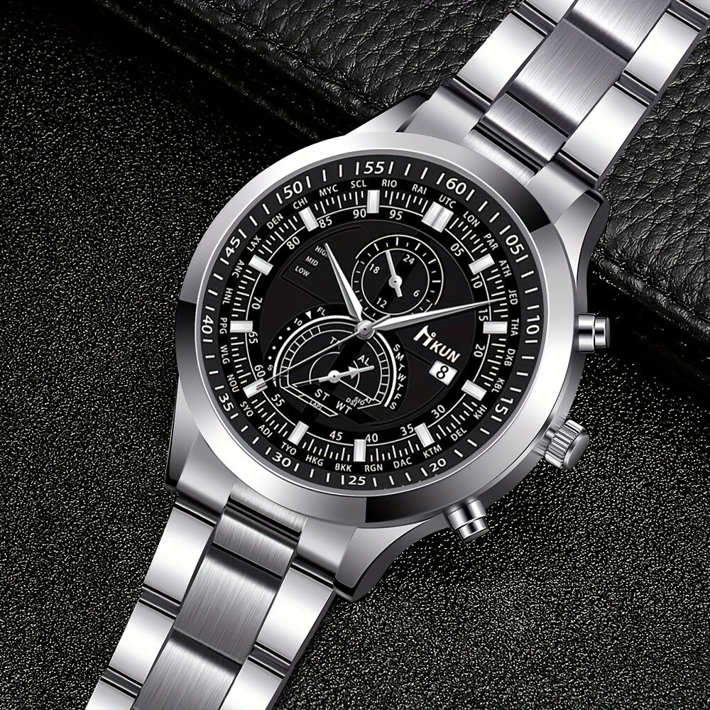 5pcs Men's Gift Box Set, Watch, Wallet, Pen, Keychain plus Glasses Combination, Unique Matching for You, Letting You Release Your Luxurious Temperament