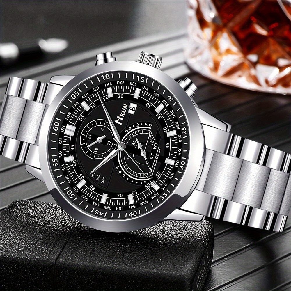 5pcs Men's Gift Box Set, Watch, Wallet, Pen, Keychain plus Glasses Combination, Unique Matching for You, Letting You Release Your Luxurious Temperament