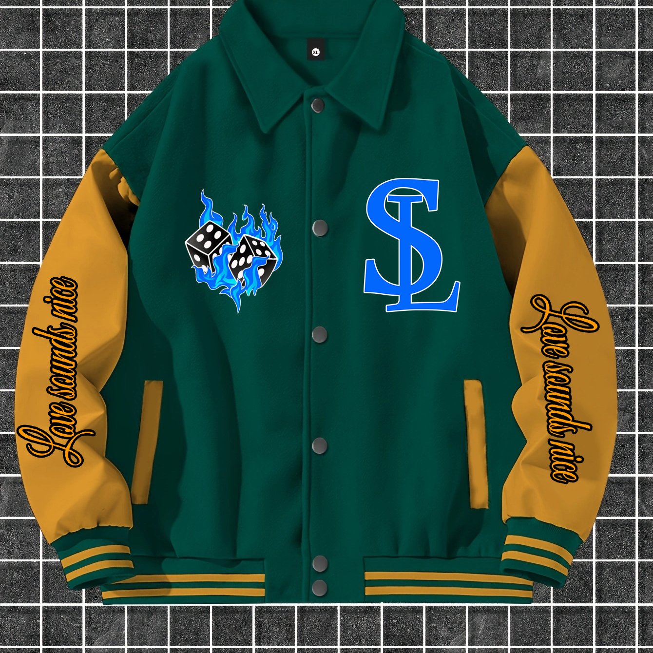 Men's Trendy Casual Baseball Jacket with Unique Print Design - Thick, Polyester, Machine Washable, Button-Up Collar