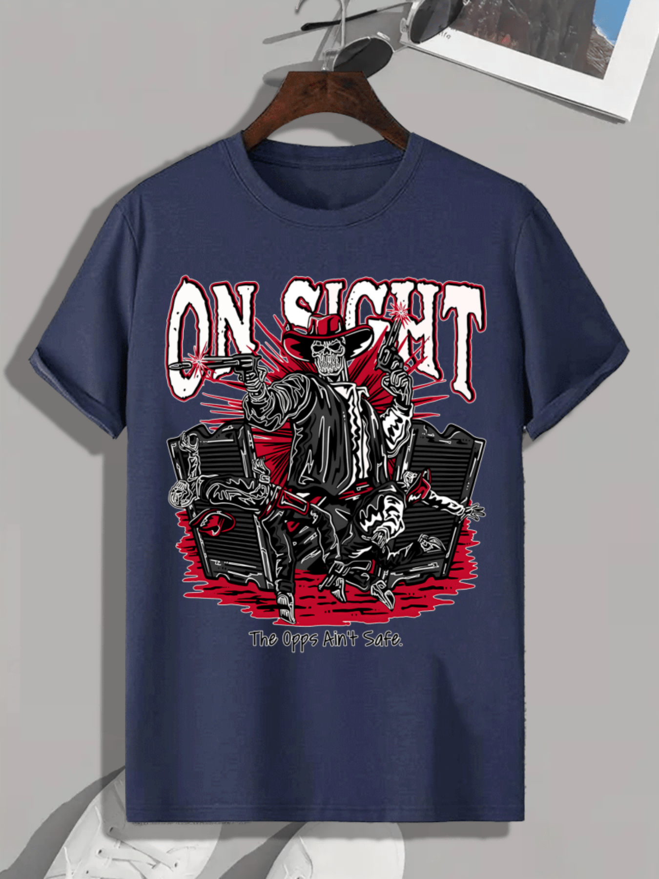 Skeleton Graphic Print Men's Creative Top, Casual Short Sleeve Crew Neck T-shirt, Men's Clothing For Summer Outdoor