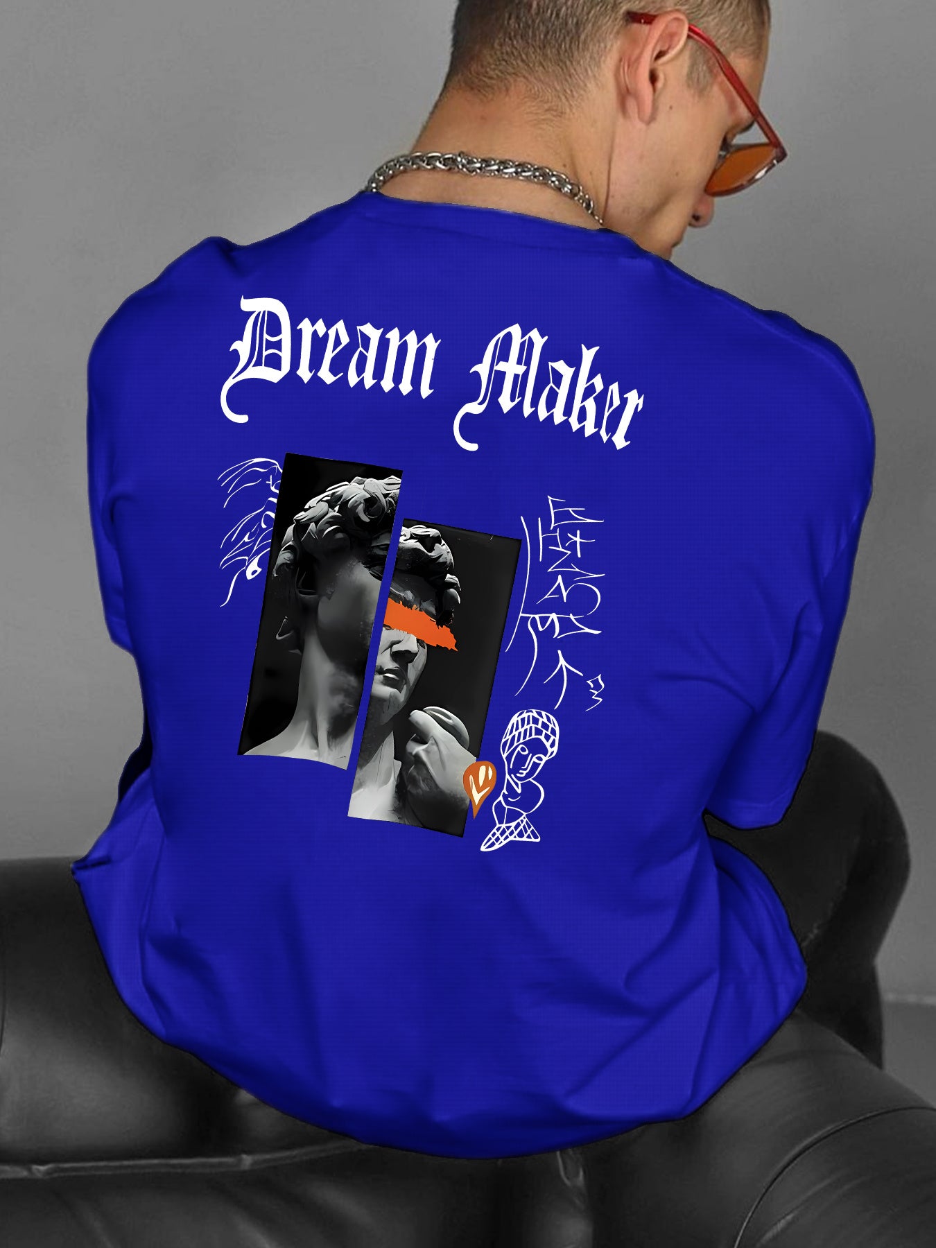 " Dream Maker "Creative Print Casual Novelty T-Shirt For Men, Short Sleeve Summer& Spring Top, Comfort Fit, Stylish Streetwear Crew Neck Tee For Daily Wear