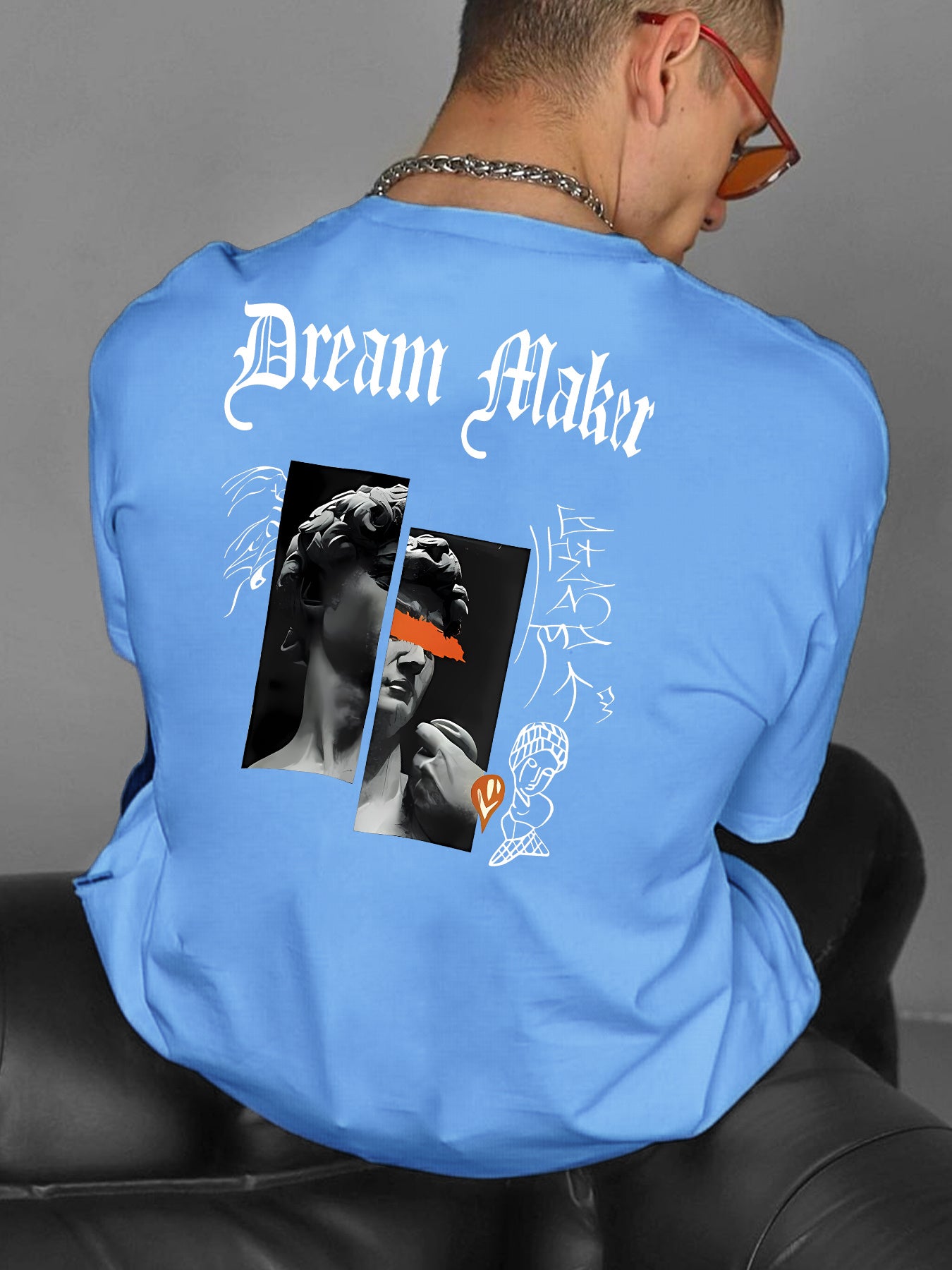 " Dream Maker "Creative Print Casual Novelty T-Shirt For Men, Short Sleeve Summer& Spring Top, Comfort Fit, Stylish Streetwear Crew Neck Tee For Daily Wear