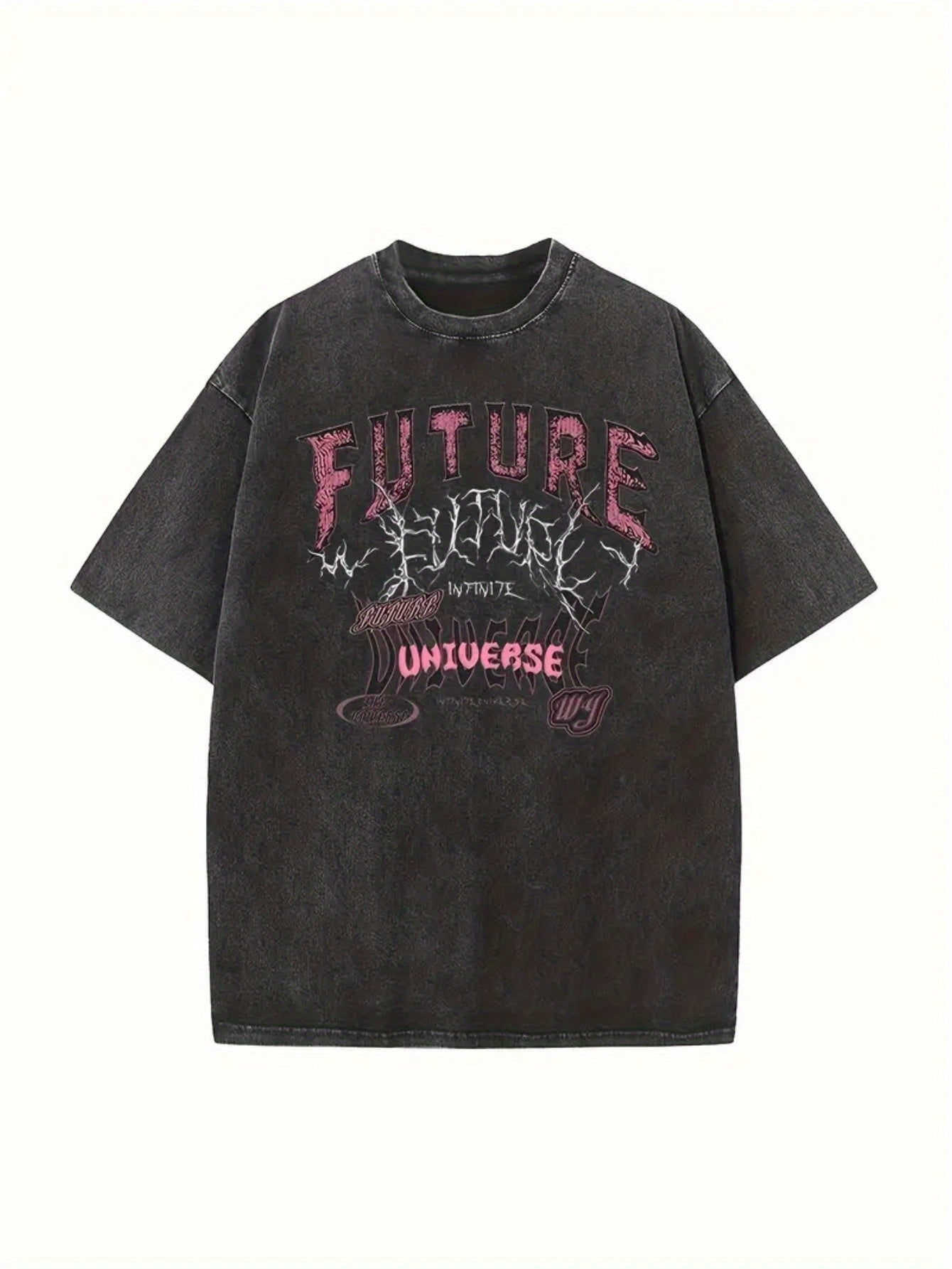 Men's Loose 100% Cotton Future Graphic Print T-shirt, Short Sleeve Crew Neck Tee, Men's Clothing For Summer Outdoor