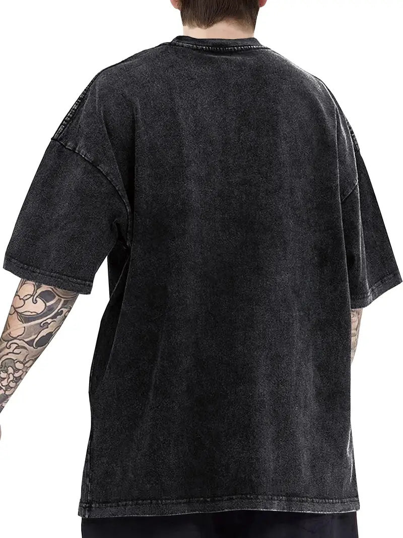 Men's Loose 100% Cotton Letters Graphic Print T-shirt, Casual Short Sleeve Crew Neck Tee, Men's Clothing For Summer Outdoor