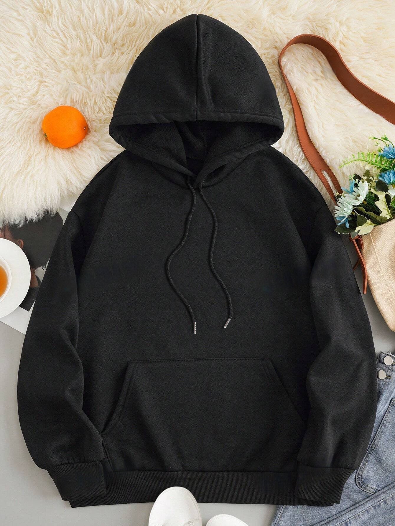 Women's Casual Letter Print Hoodie with Drawstring - Cozy Knit Pullover for Fall & Winter, Machine Washable