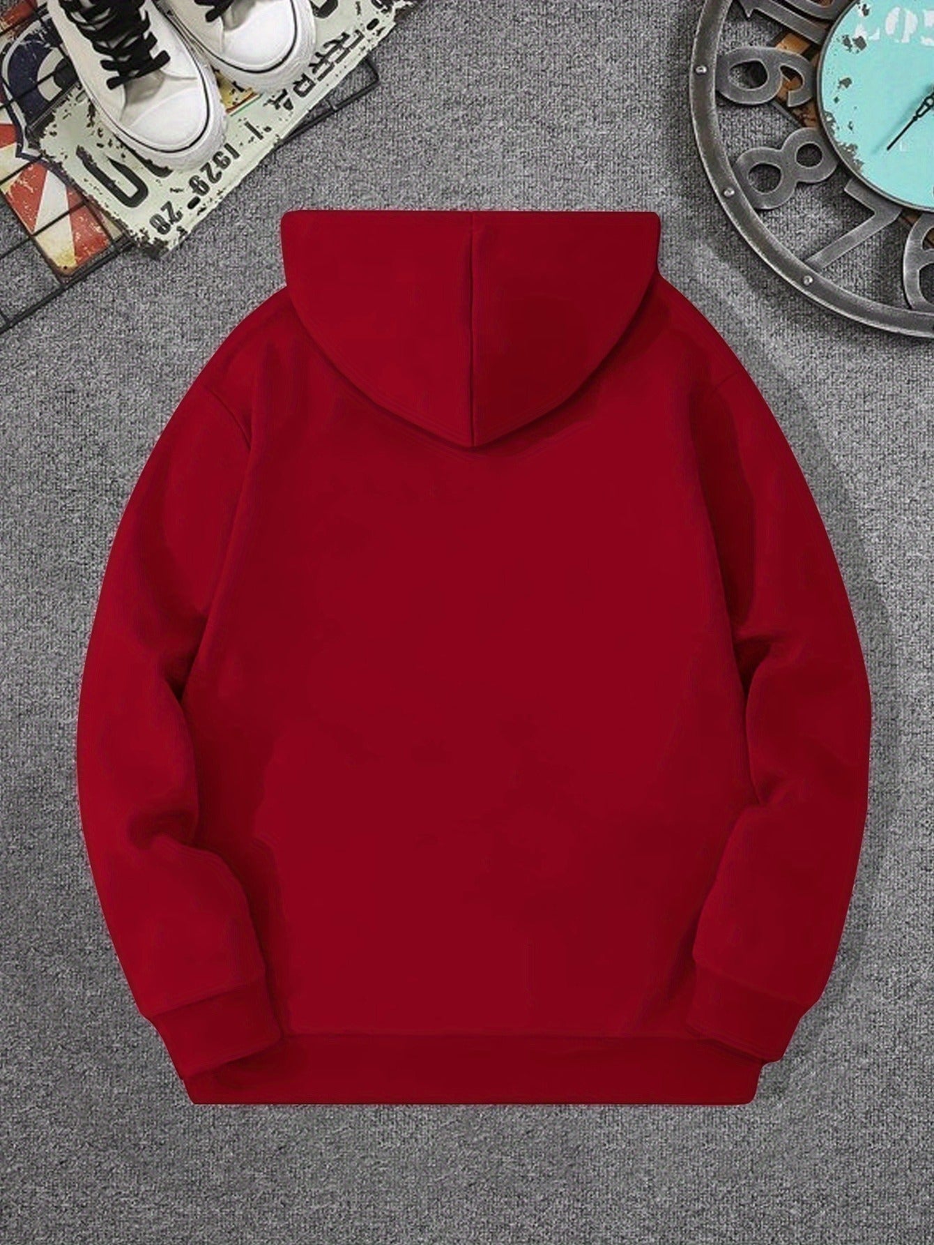 Men's Casual Hooded Sweatshirts with Geometric Number Pattern - Knit Fabric Polyester Blend with Slight Stretch, Hoodie for Spring/Fall Season - Regular Fit Pullover with Hood - Polyester 95%, Elastane 5%