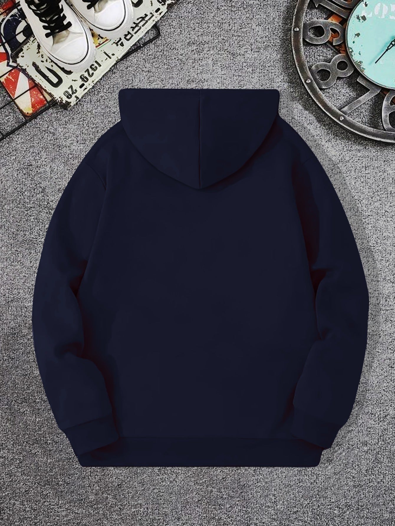 Men's Casual Hooded Sweatshirts with Geometric Number Pattern - Knit Fabric Polyester Blend with Slight Stretch, Hoodie for Spring/Fall Season - Regular Fit Pullover with Hood - Polyester 95%, Elastane 5%