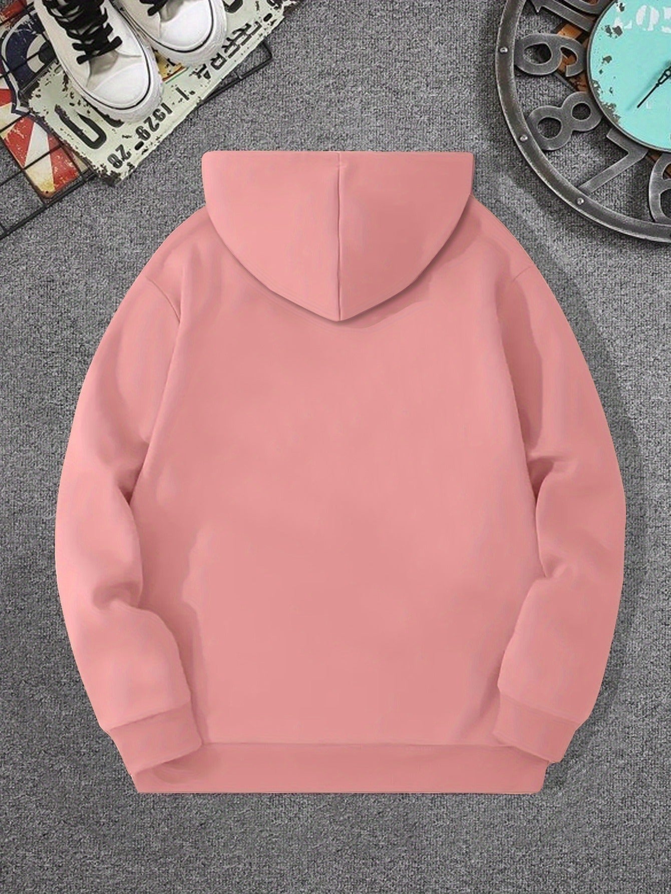 Men's Casual Hooded Sweatshirts with Geometric Number Pattern - Knit Fabric Polyester Blend with Slight Stretch, Hoodie for Spring/Fall Season - Regular Fit Pullover with Hood - Polyester 95%, Elastane 5%