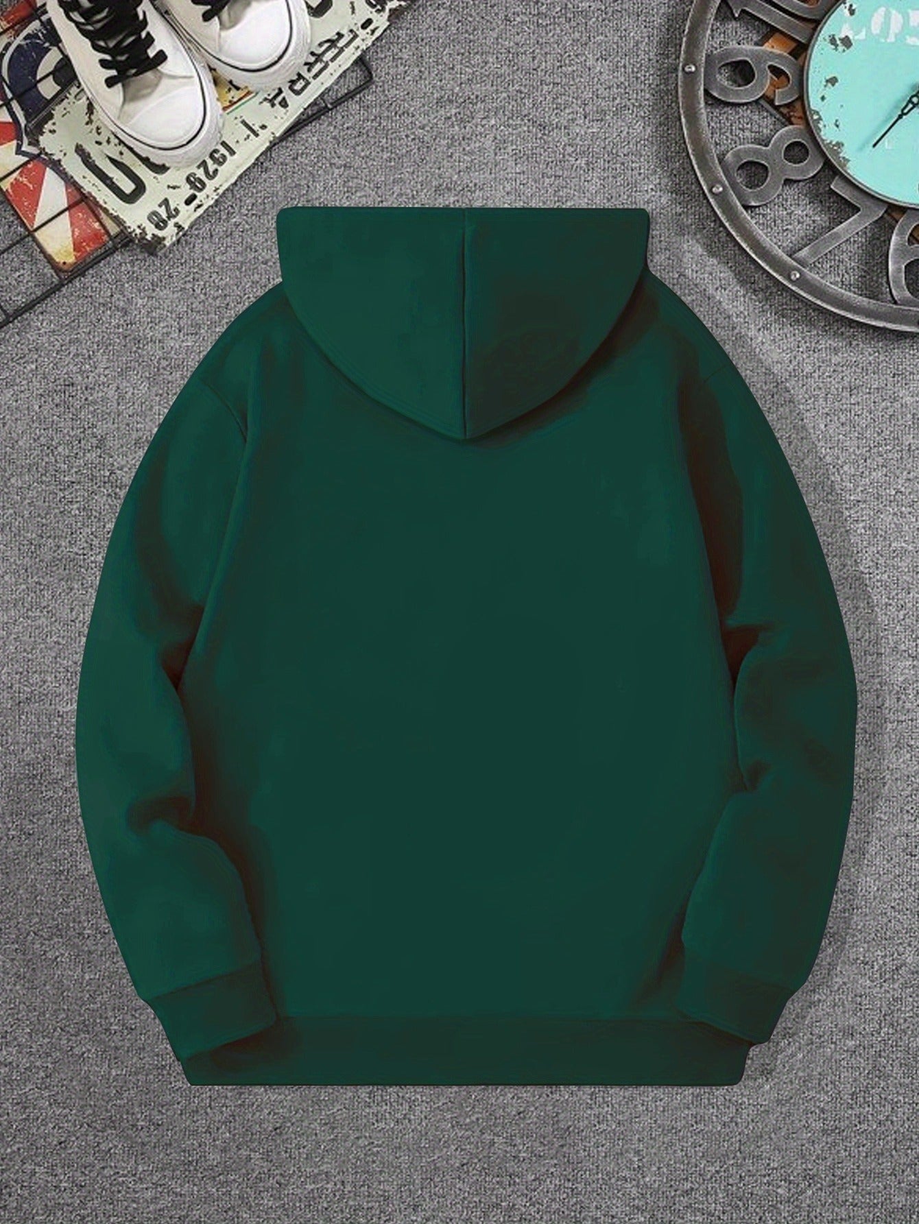 Men's Casual Hooded Sweatshirts with Geometric Number Pattern - Knit Fabric Polyester Blend with Slight Stretch, Hoodie for Spring/Fall Season - Regular Fit Pullover with Hood - Polyester 95%, Elastane 5%