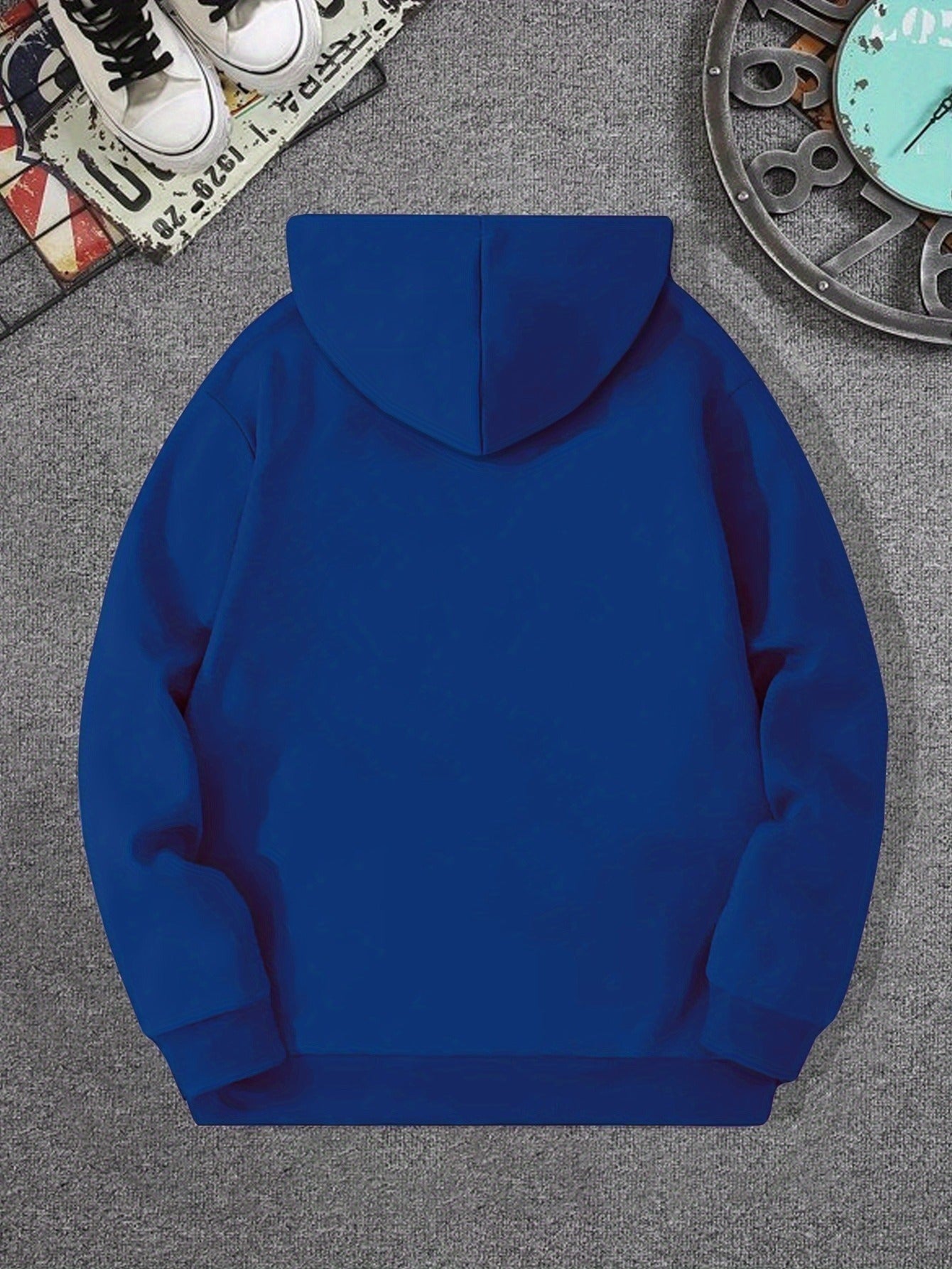 Men's Casual Hooded Sweatshirts with Geometric Number Pattern - Knit Fabric Polyester Blend with Slight Stretch, Hoodie for Spring/Fall Season - Regular Fit Pullover with Hood - Polyester 95%, Elastane 5%