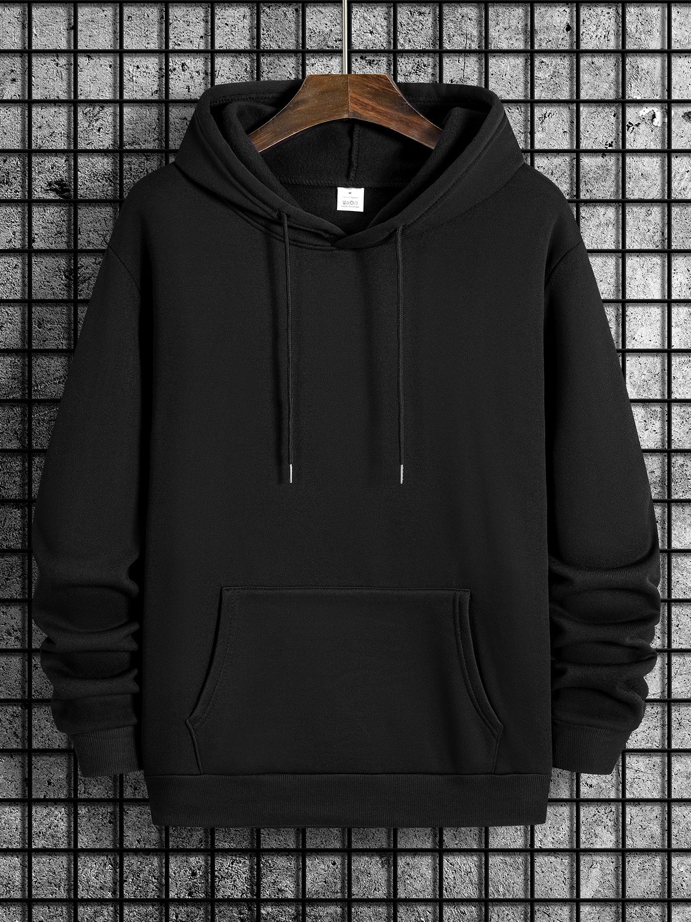 Men's Navy Blue Hooded Sweatshirt - "IT's NEVER LUCK IT's ALWAYS GOD" Print, Casual Polyester Knit, Long Sleeve with Kangaroo Pocket, Machine Washable for Spring & Autumn