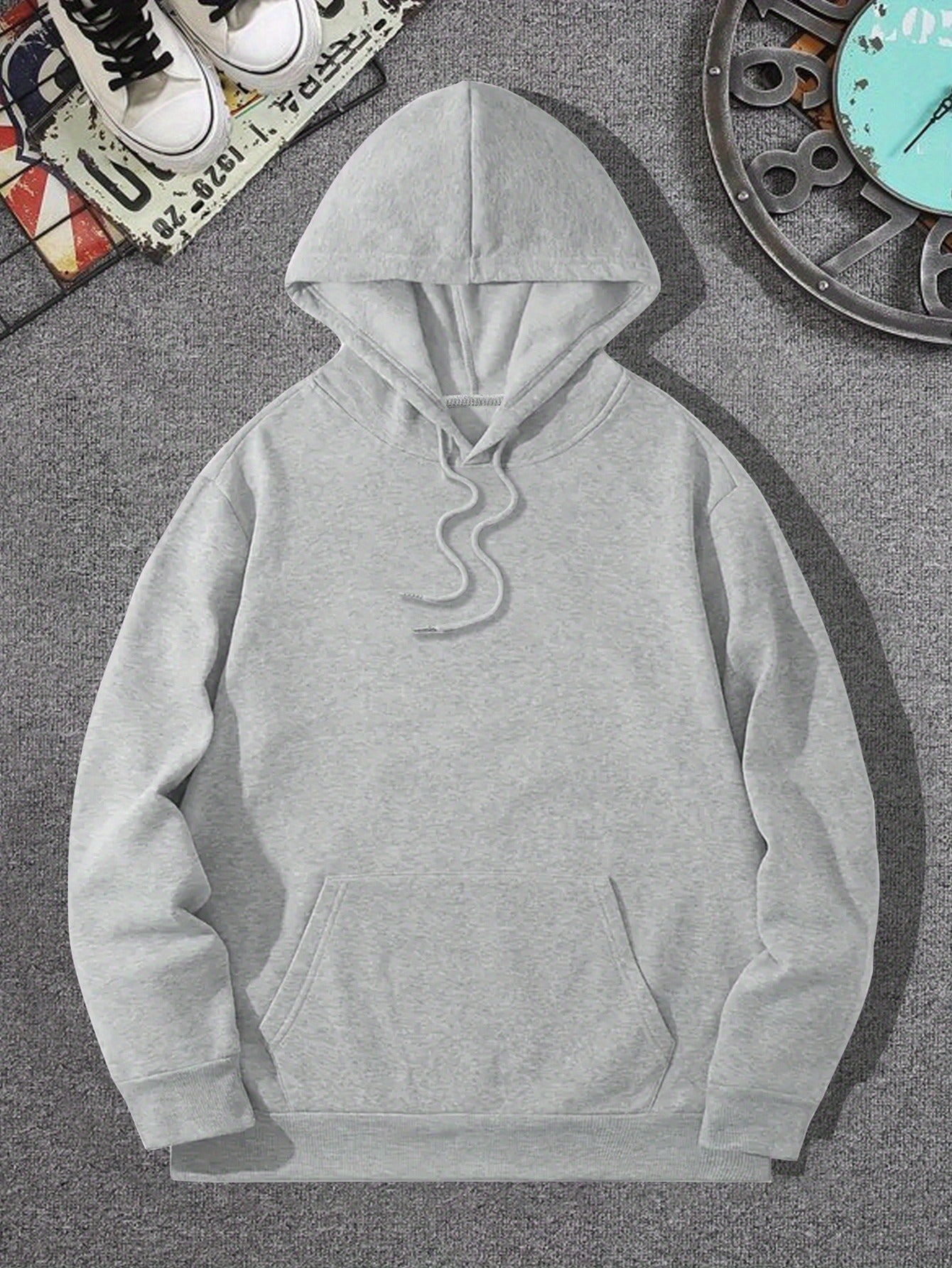 Men's Spring/Autumn Vintage Trendy Hoodie, Japanese Style, Geometric Pattern, Knitted Fabric, Casual Polyester, Regular Fit, Pullover with Hood