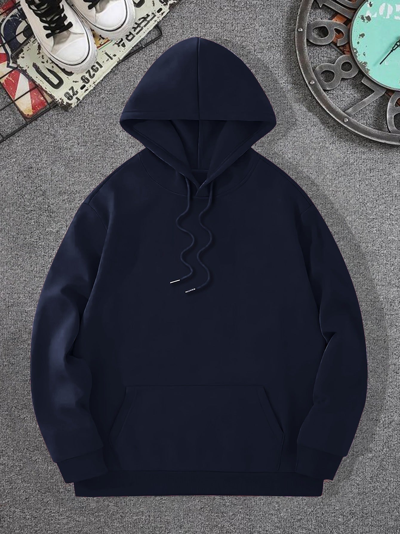 Men's Vintage-Inspired "GOD HAS A PLAN" Floral Hoodie - Casual Knit Polyester Blend, Long Sleeve with Kangaroo Pocket, Machine Washable - Perfect for Spring/Fall, Oversized Hoodie