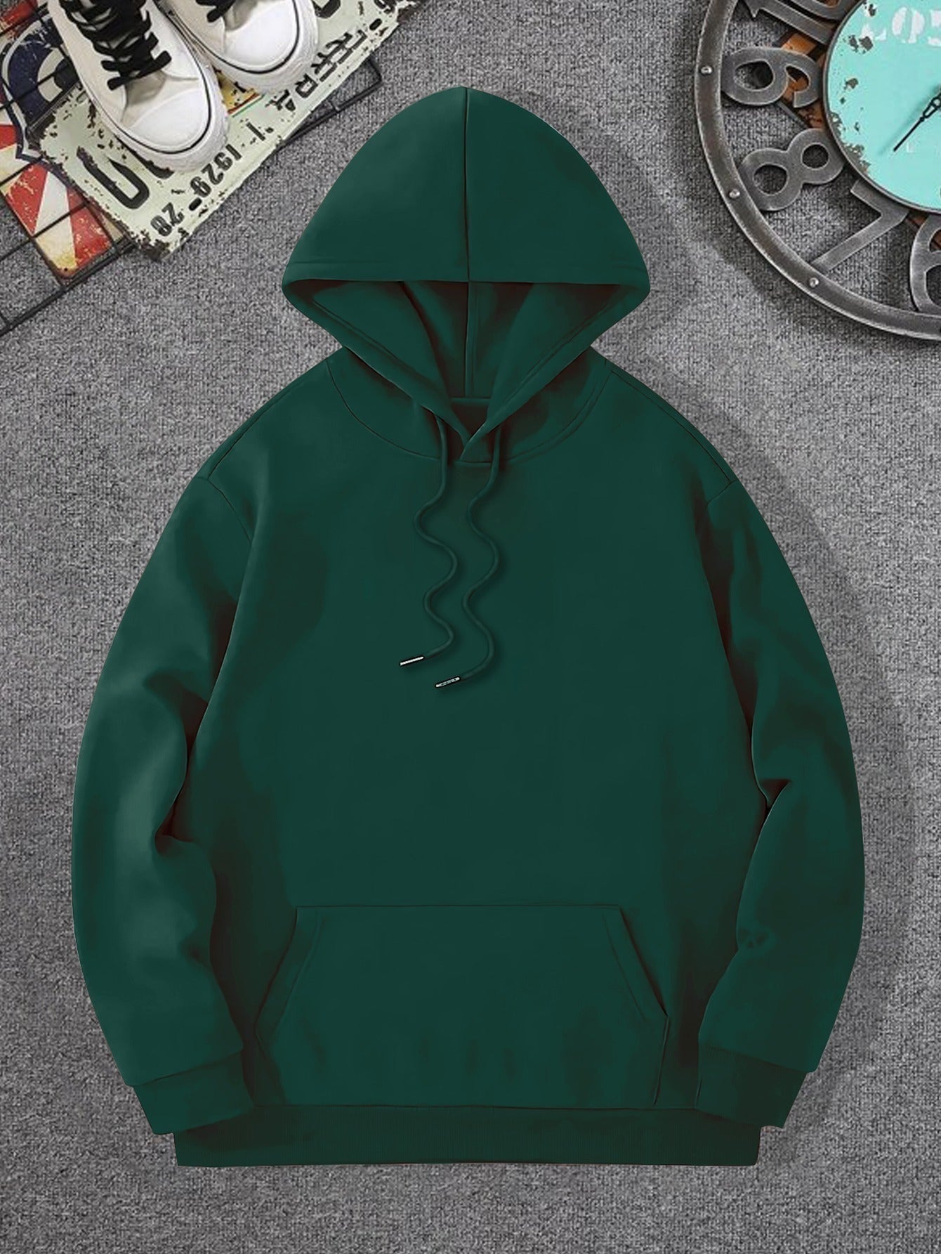 Men's Vintage-Inspired "GOD HAS A PLAN" Floral Hoodie - Casual Knit Polyester Blend, Long Sleeve with Kangaroo Pocket, Machine Washable - Perfect for Spring/Fall, Oversized Hoodie