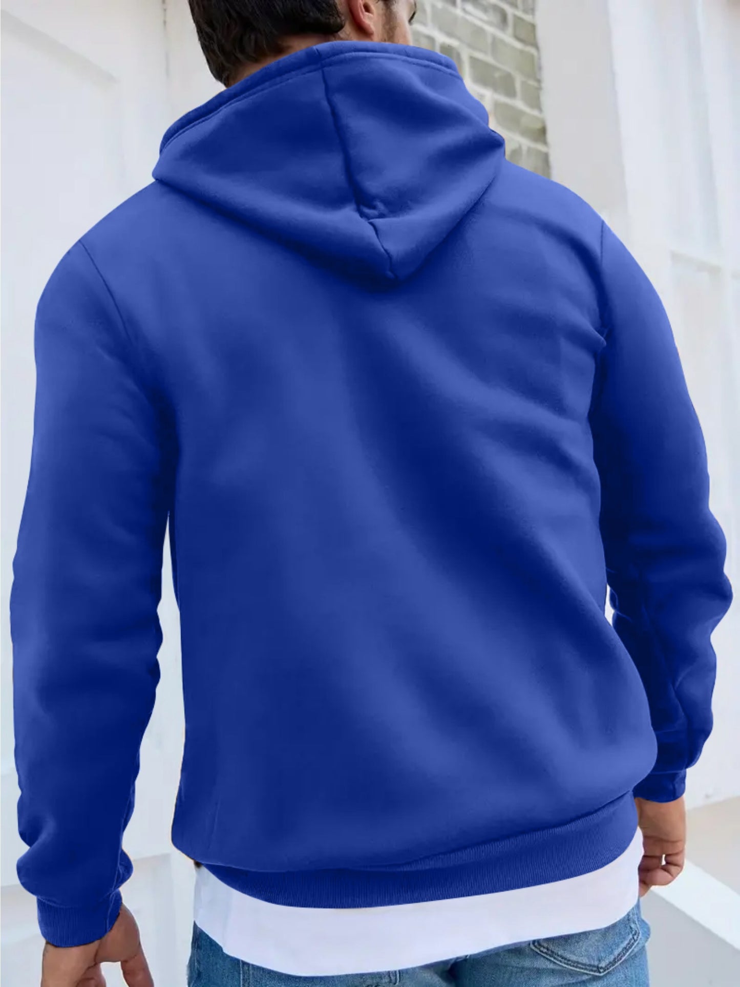 Men's Casual Printed Hoodie with Teddy Bear Design - 100% Polyester Knit Fabric with Slight Stretch, Regular Fit, Hooded Collar Style, Solid Color with Graphic Print, Casual Long Sleeve Pullover