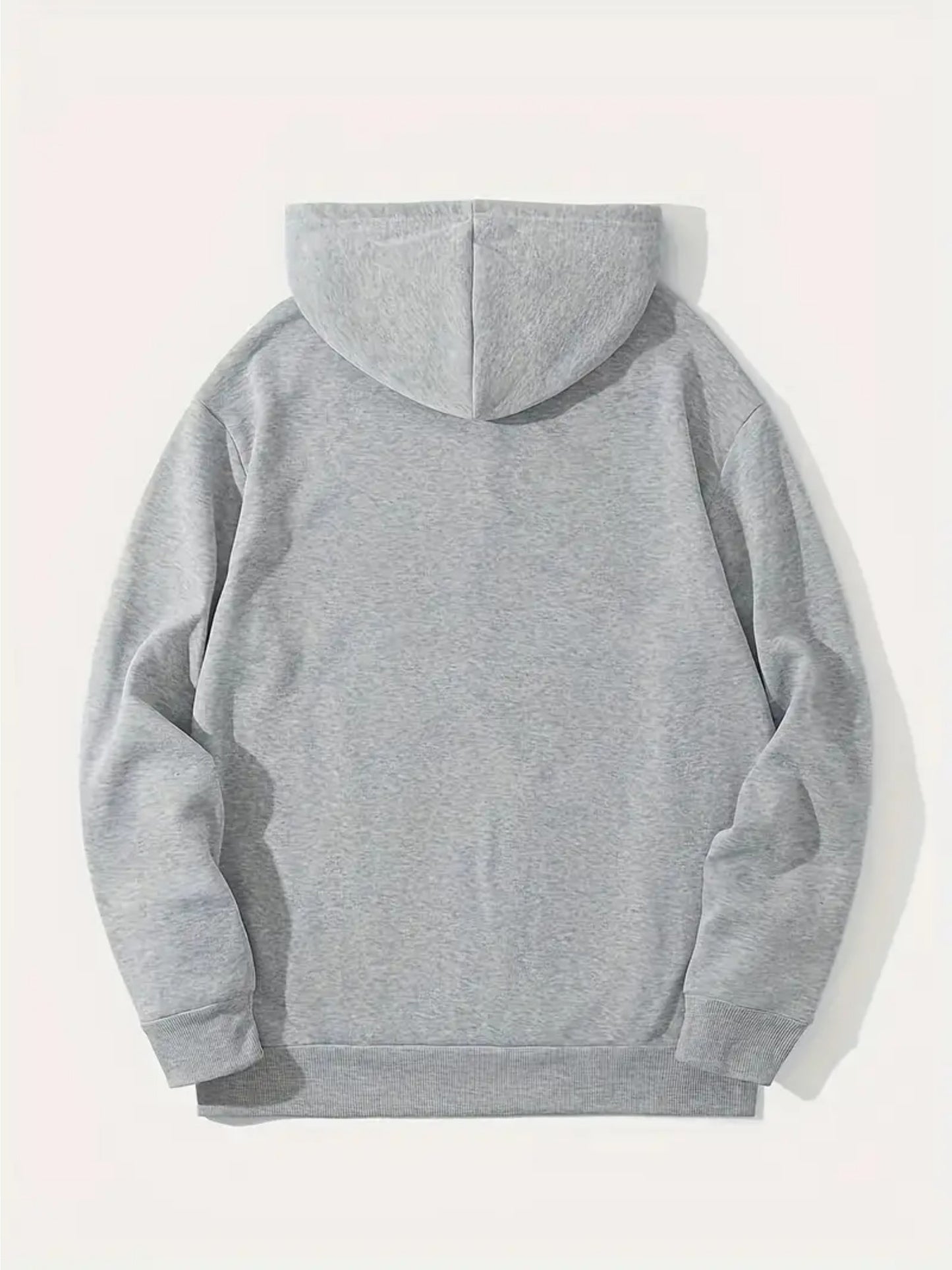 Men's Casual Printed Hoodie with Teddy Bear Design - 100% Polyester Knit Fabric with Slight Stretch, Regular Fit, Hooded Collar Style, Solid Color with Graphic Print, Casual Long Sleeve Pullover