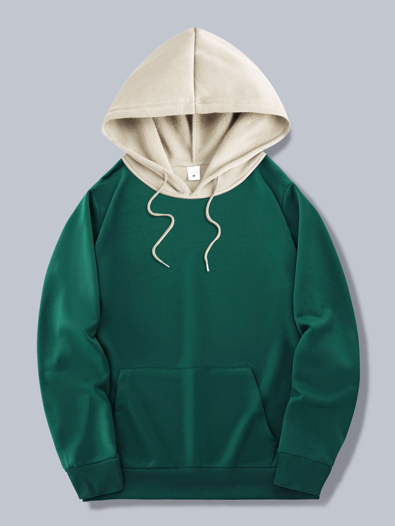Men's Trendy Color-Block Hoodie with Drawstring & Kangaroo Pocket - Casual Letter Print Pullover, Perfect for Fall/Winter