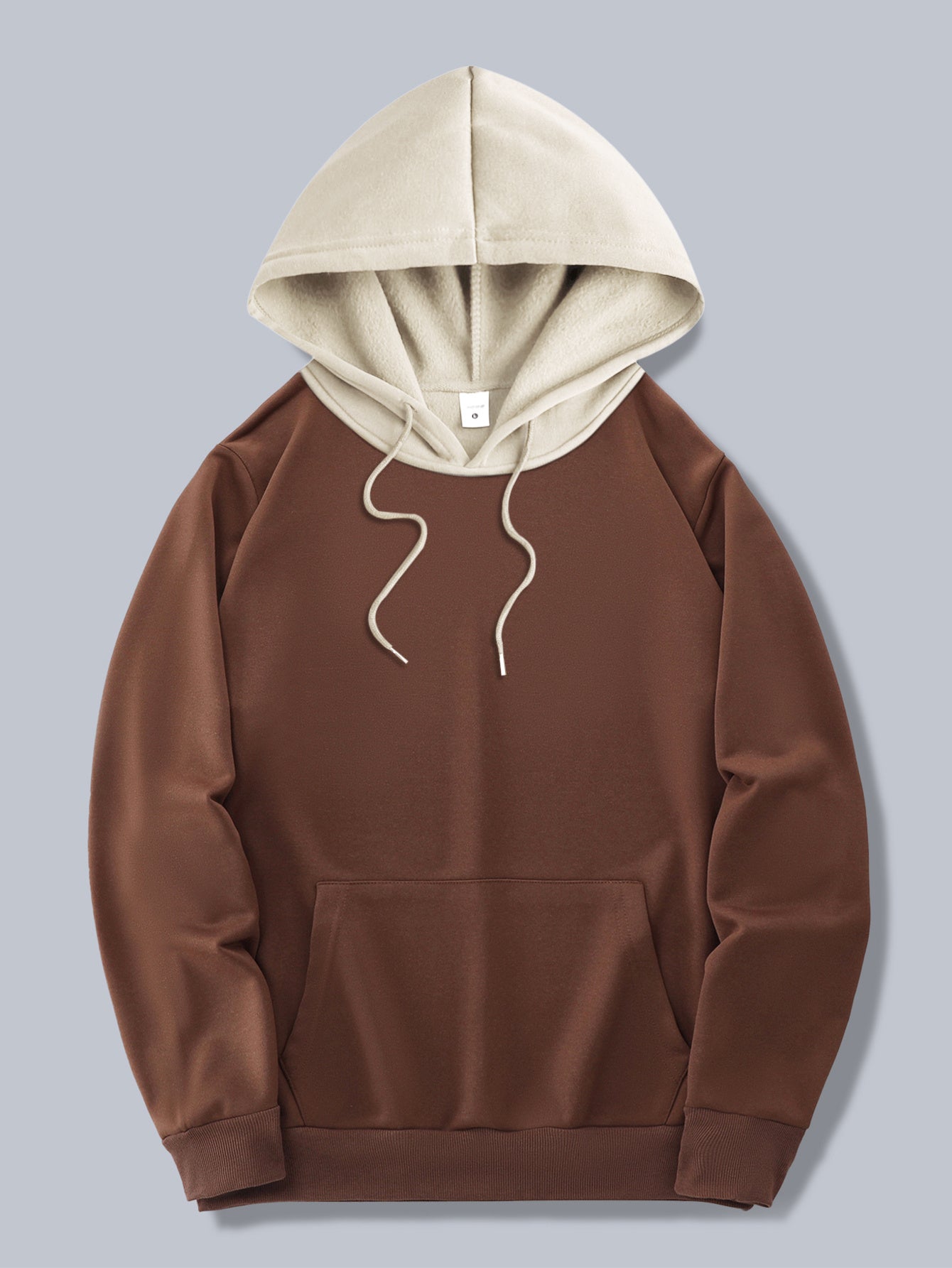 Men's Trendy Color-Block Hoodie with Drawstring & Kangaroo Pocket - Casual Letter Print Pullover, Perfect for Fall/Winter