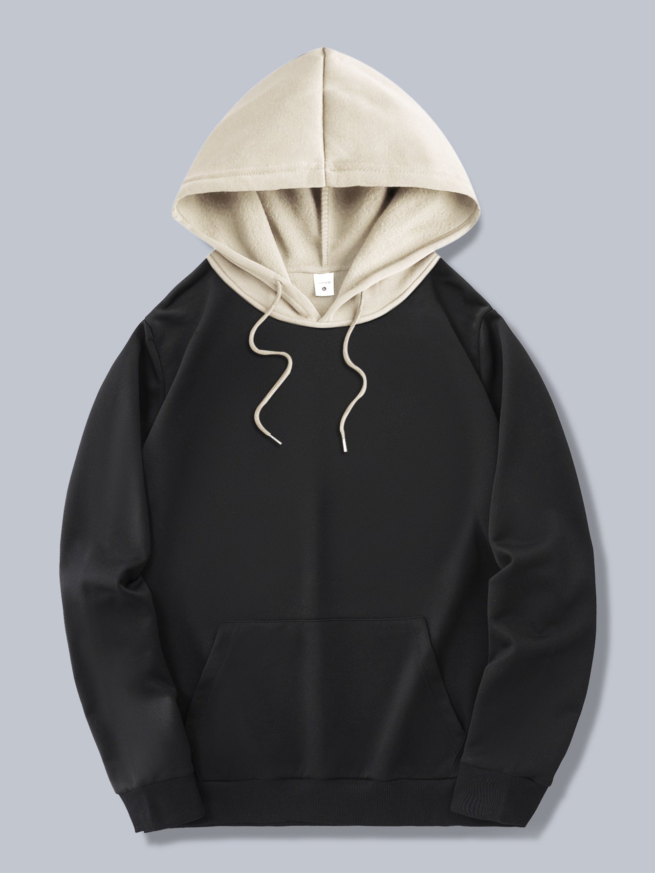 Men's Trendy Color-Block Hoodie with Drawstring & Kangaroo Pocket - Casual Letter Print Pullover, Perfect for Fall/Winter