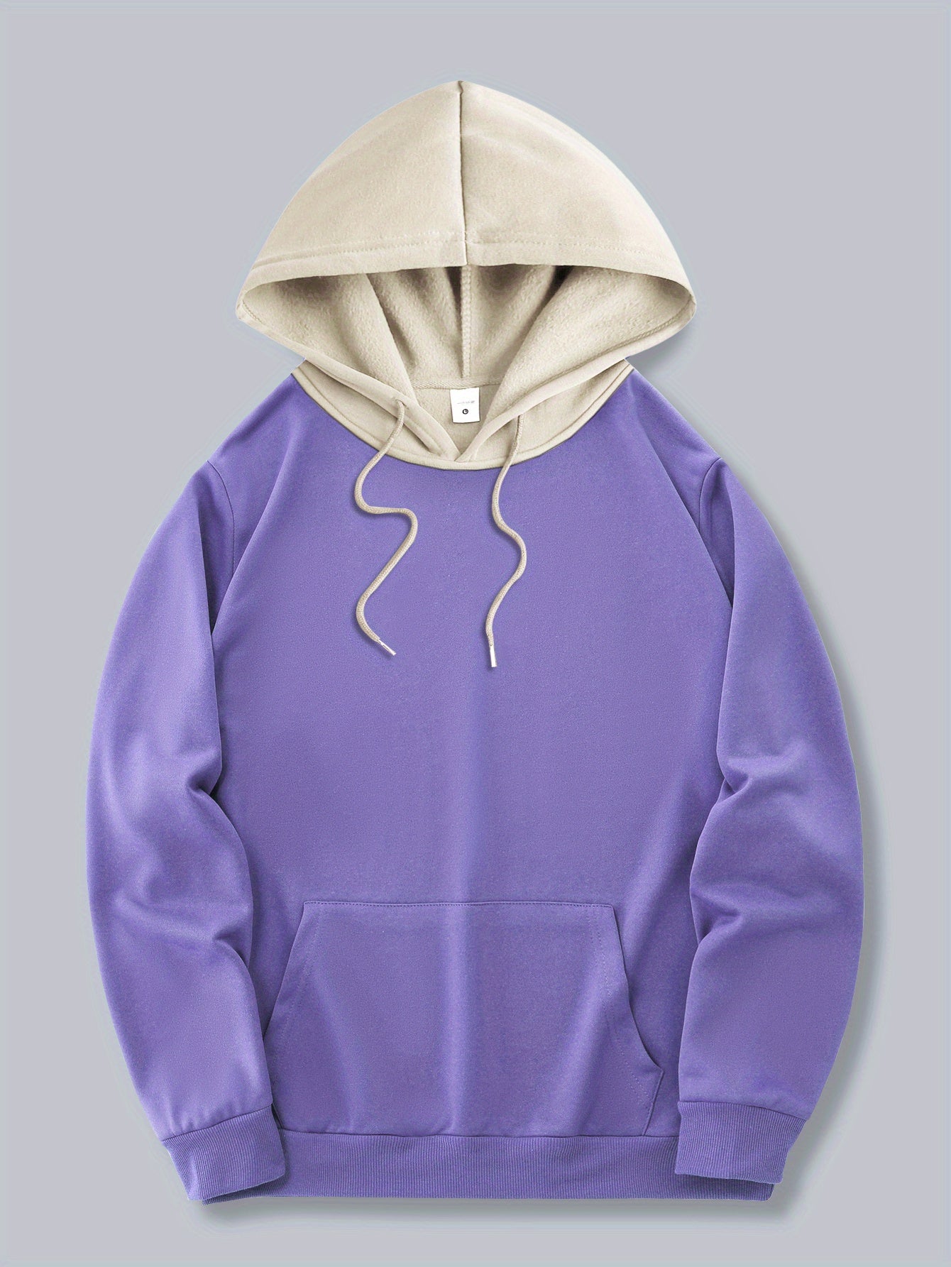 Men's Trendy Color-Block Hoodie with Drawstring & Kangaroo Pocket - Casual Letter Print Pullover, Perfect for Fall/Winter
