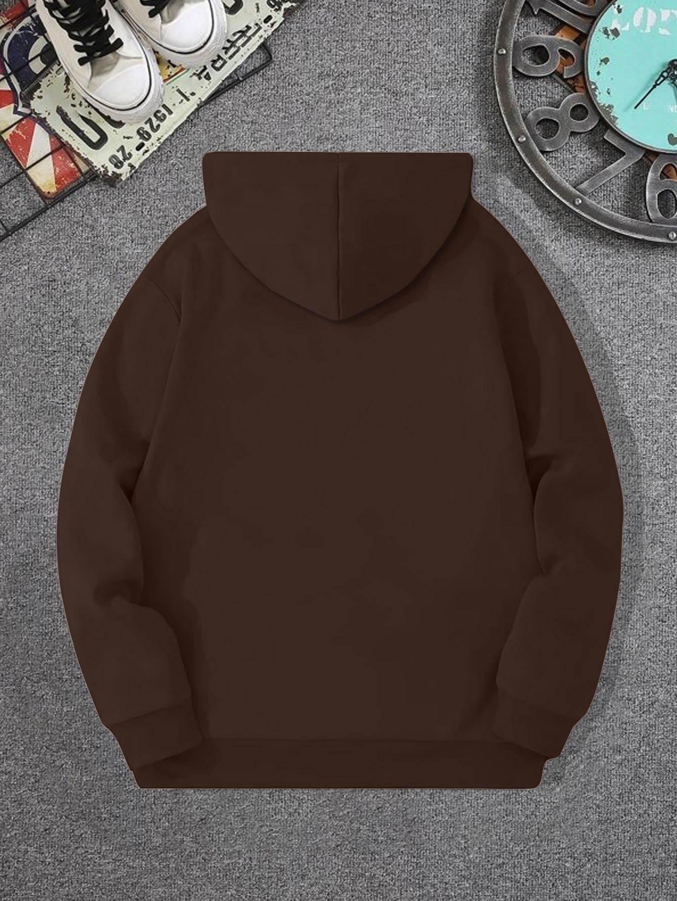 Men's Casual Hooded Sweatshirts with Kangaroo Pocket - Spring/Fall Knit Fabric Pullover with Geometric Pattern, Regular Fit, Polyester Blend with Elastane, Slight Stretch Hoodie