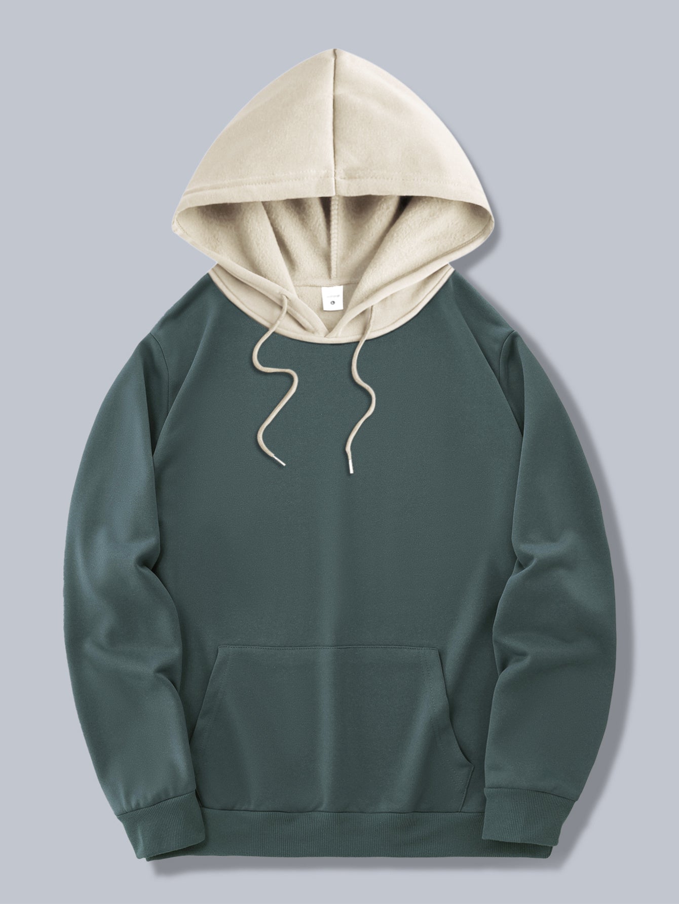 Men's Trendy Color-Block Hoodie with Drawstring & Kangaroo Pocket - Casual Letter Print Pullover, Perfect for Fall/Winter