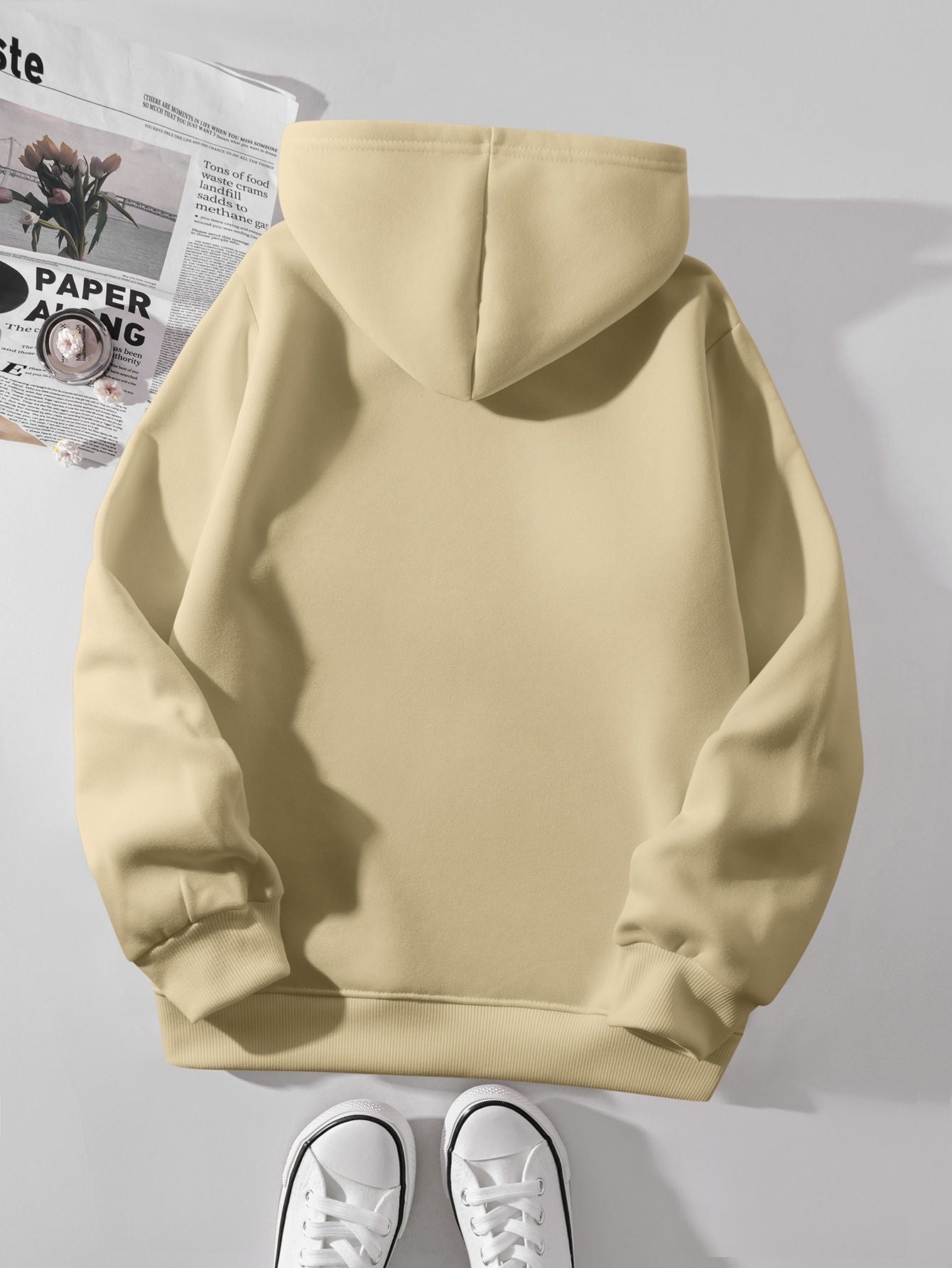 1pc Women'S Plus Size Casual Hoodie with Floral Skull Print, Polyester Knit Sweatshirt, Long Sleeve Pullover with Pockets, Letter Pattern, Round Neck Hooded Top, with Autumn/Winter Fashion