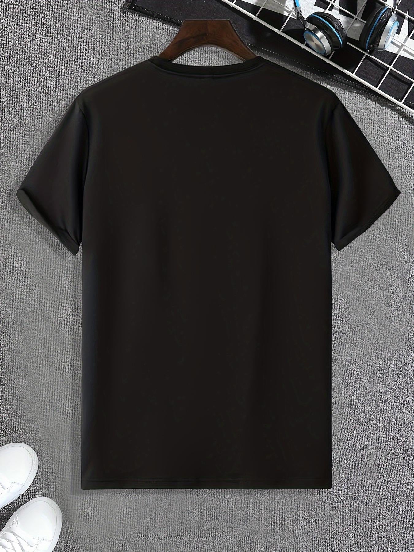 Men's Casual Summer Tee - Purple Drink Print, Short Sleeve, Crew Neck, Stretch Fabric, Machine Washable, Regular Fit T-Shirt for Casual Attire