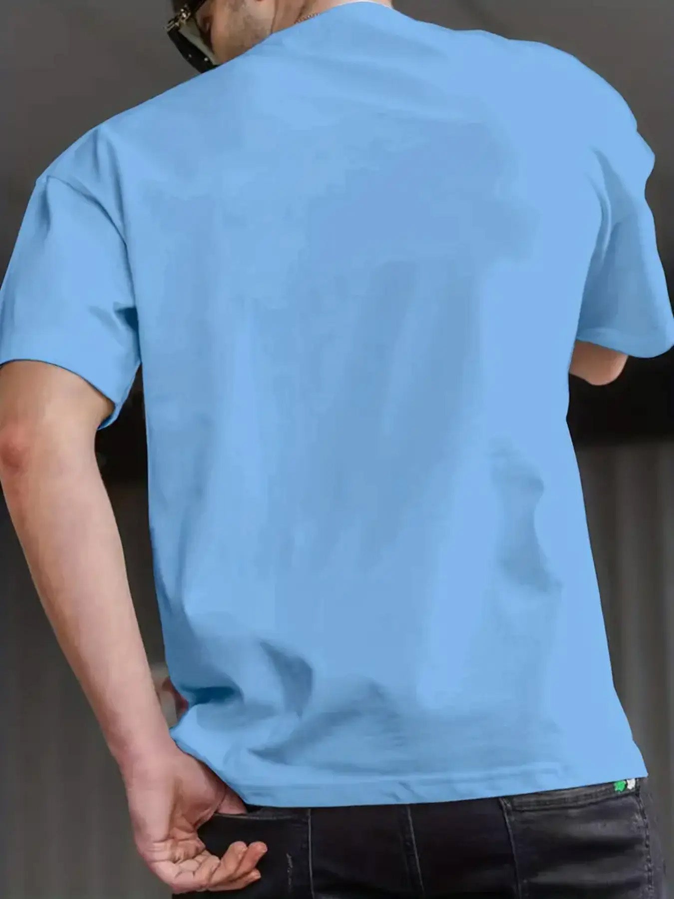 Men's Casual Summer Tee - Purple Drink Print, Short Sleeve, Crew Neck, Stretch Fabric, Machine Washable, Regular Fit T-Shirt for Casual Attire