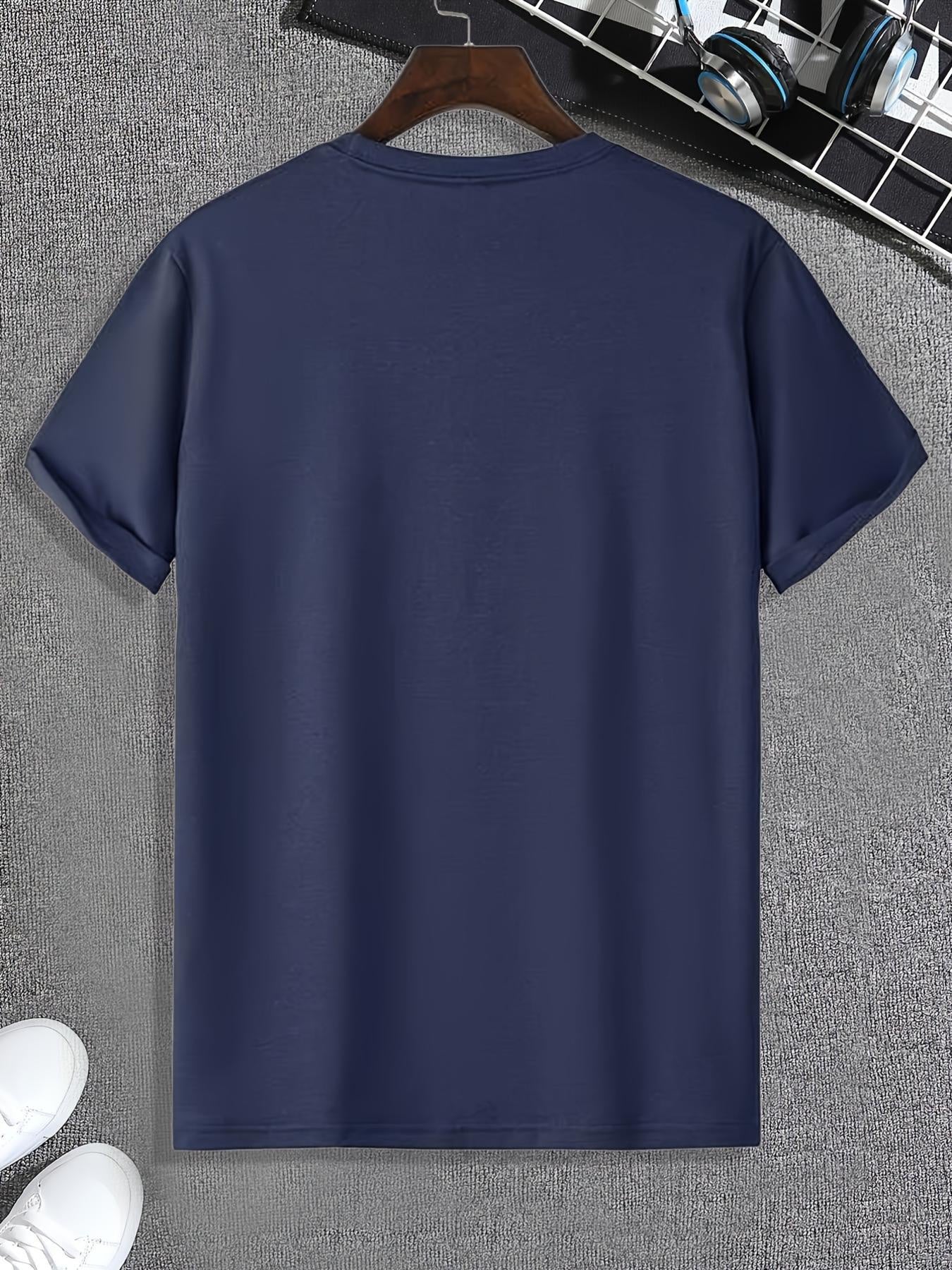 Men's Casual Summer Tee - Purple Drink Print, Short Sleeve, Crew Neck, Stretch Fabric, Machine Washable, Regular Fit T-Shirt for Casual Attire