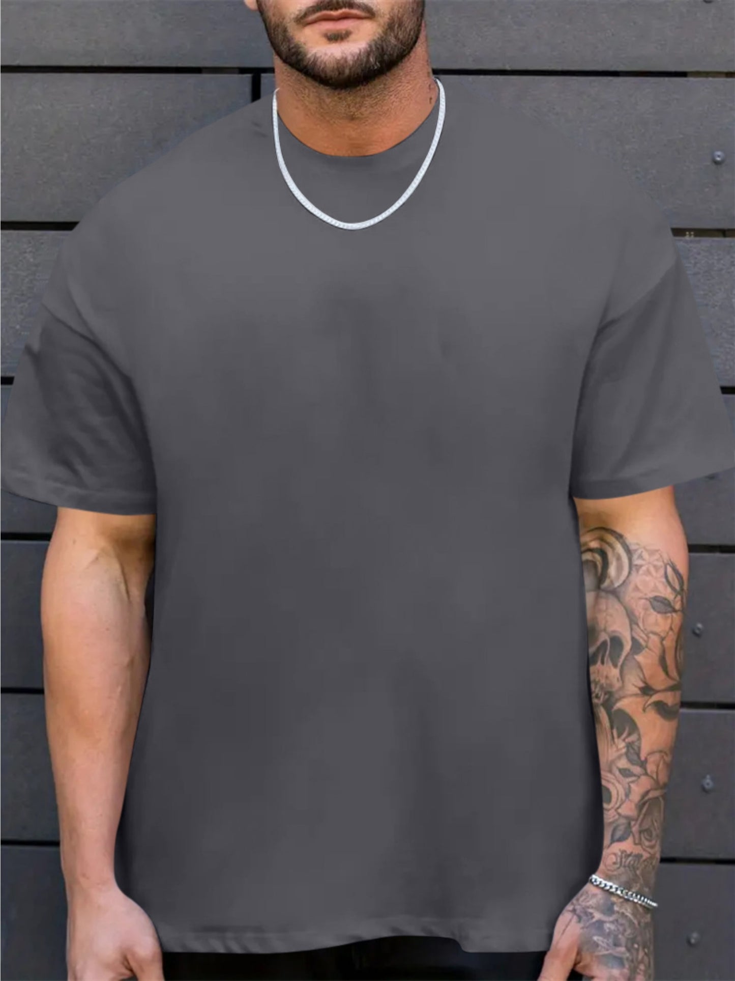 Men's Casual Vintage-Style Earth Skull Graphic Tee - Loose Fit, Breathable Polyester, Machine Washable, Round Neck T-Shirt with Unique Print Design, PLUS SIZE