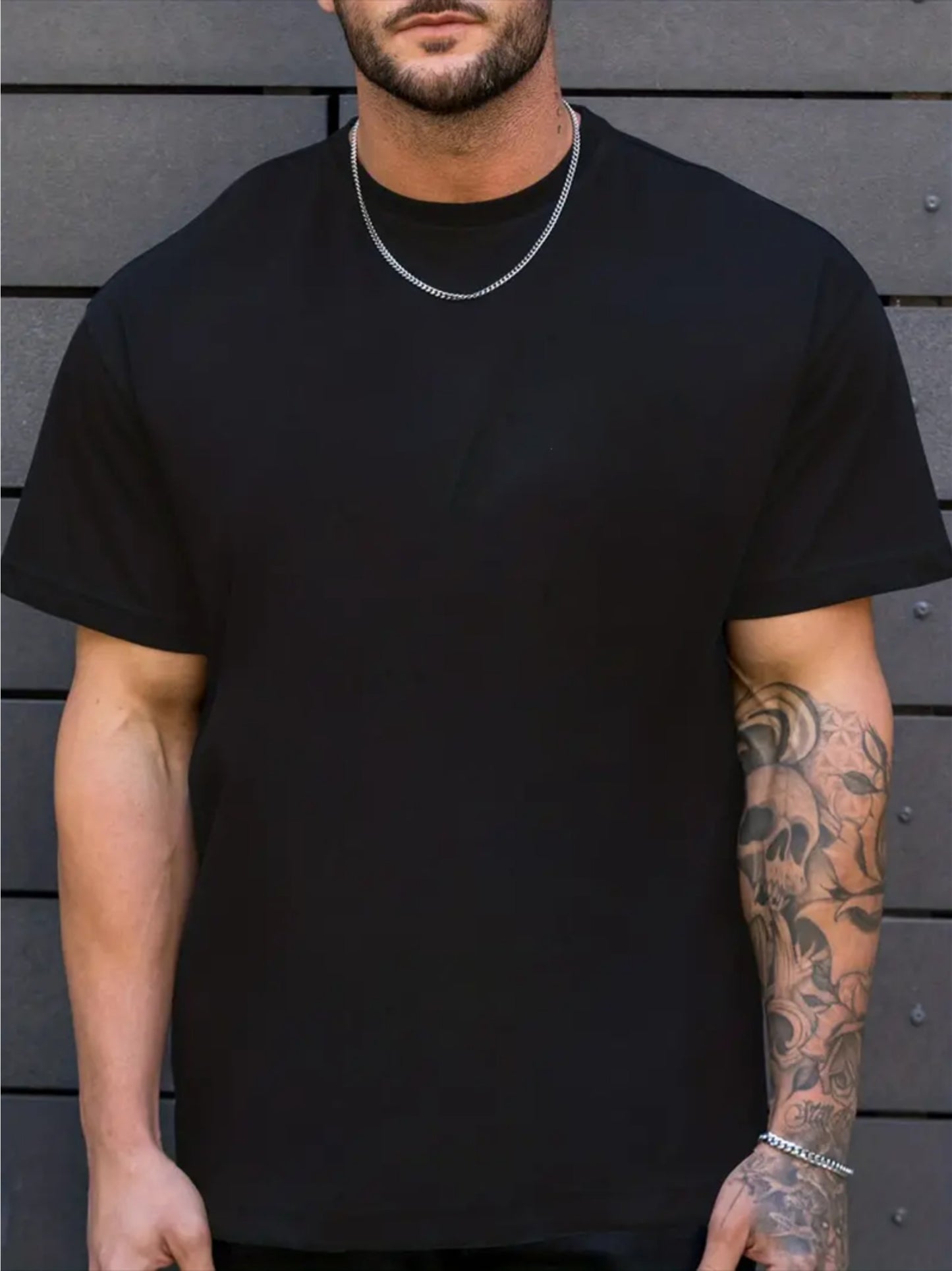 Men's Casual Vintage-Style Earth Skull Graphic Tee - Loose Fit, Breathable Polyester, Machine Washable, Round Neck T-Shirt with Unique Print Design, PLUS SIZE