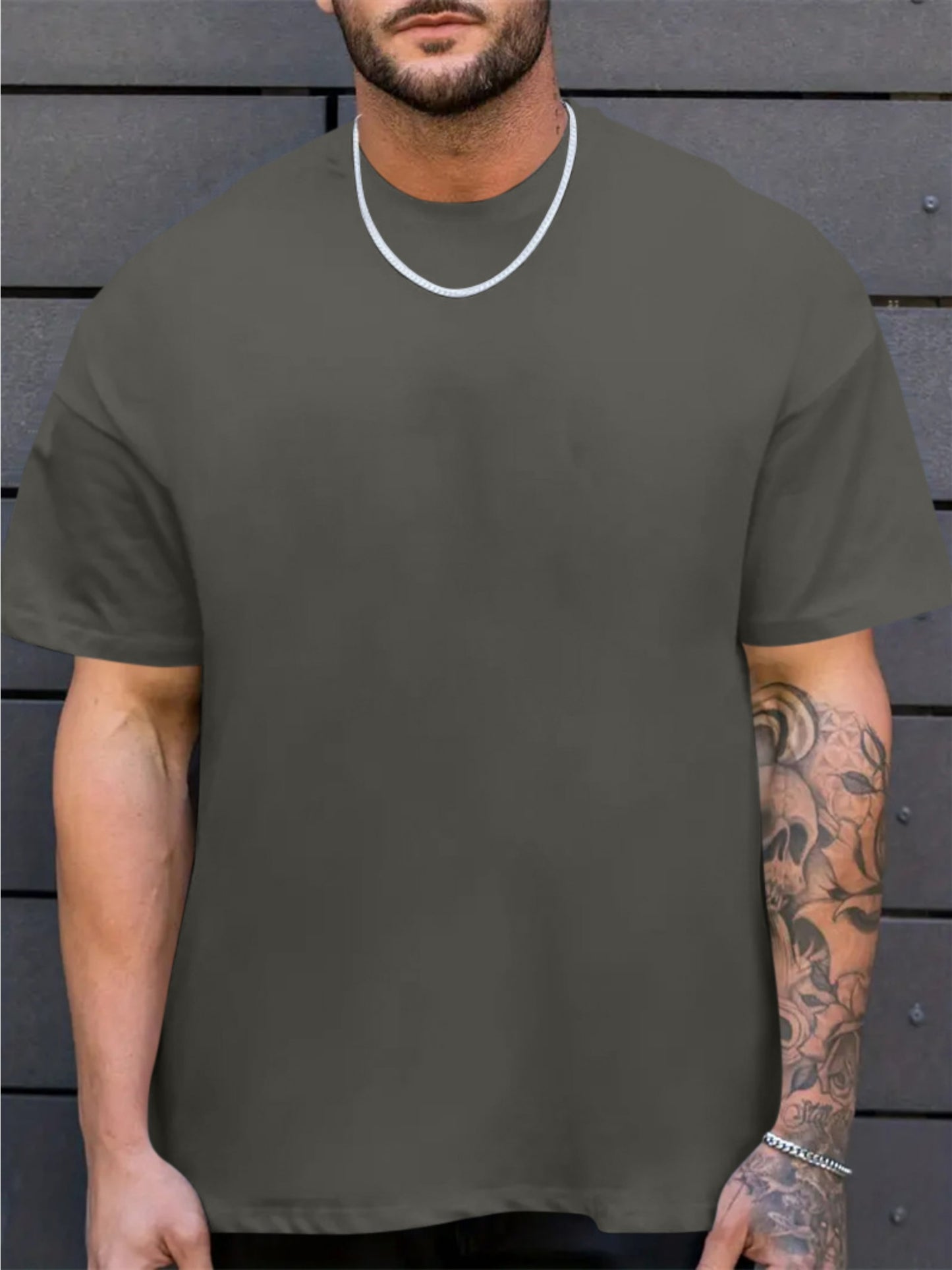 Men's Casual Vintage-Style Earth Skull Graphic Tee - Loose Fit, Breathable Polyester, Machine Washable, Round Neck T-Shirt with Unique Print Design, PLUS SIZE