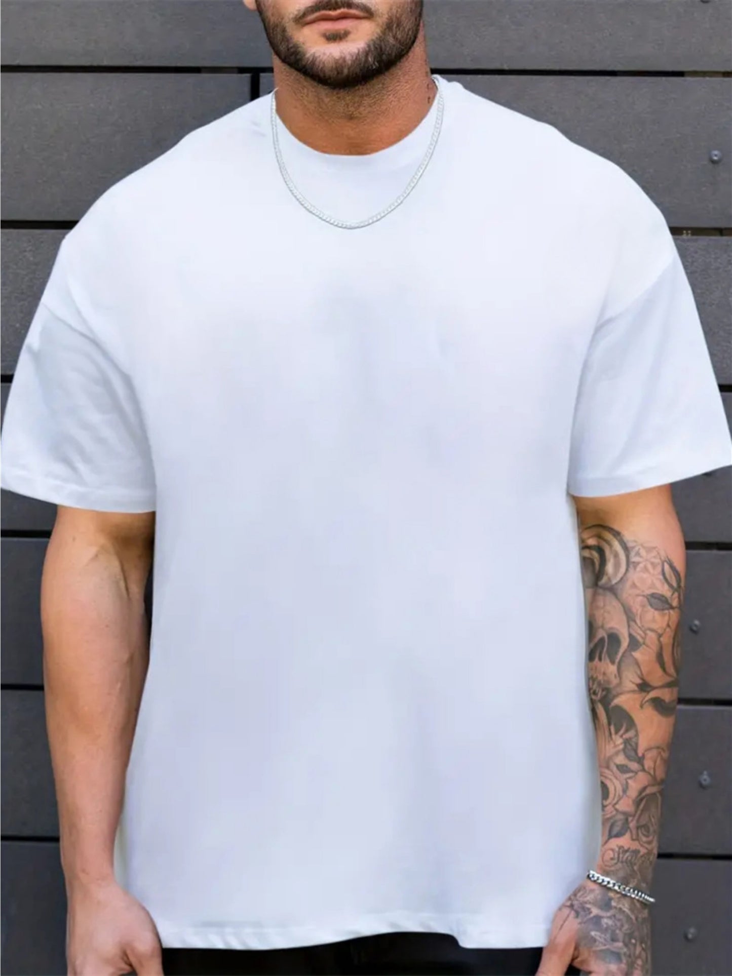 Men's Casual Vintage-Style Earth Skull Graphic Tee - Loose Fit, Breathable Polyester, Machine Washable, Round Neck T-Shirt with Unique Print Design, PLUS SIZE