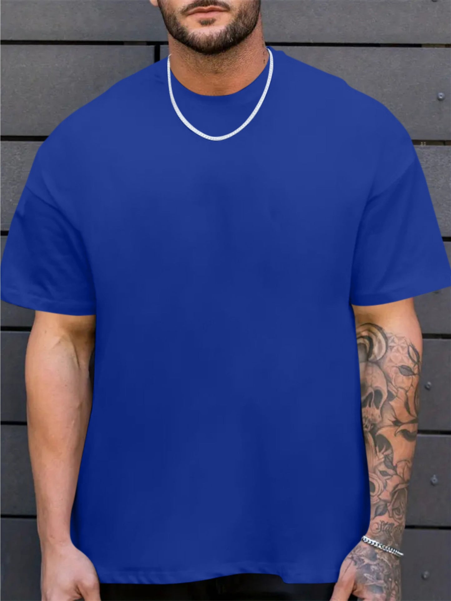 Men's Casual Vintage-Style Earth Skull Graphic Tee - Loose Fit, Breathable Polyester, Machine Washable, Round Neck T-Shirt with Unique Print Design, PLUS SIZE