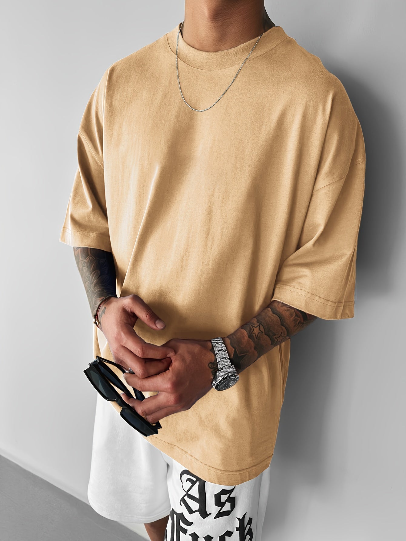 Men's Vintage Newspaper Print Casual Tee - Loose Fit, Round Neck, Polyester Blend, Summer Fashion