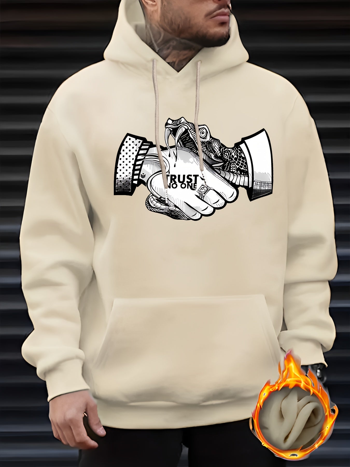 Men's Trust No One Graphic Print Casual Hoodie - 100% Polyester Knit Fabric with Hood, Slight Stretch, Regular Fit Long Sleeve Fashion Pullover for Fall/Winter