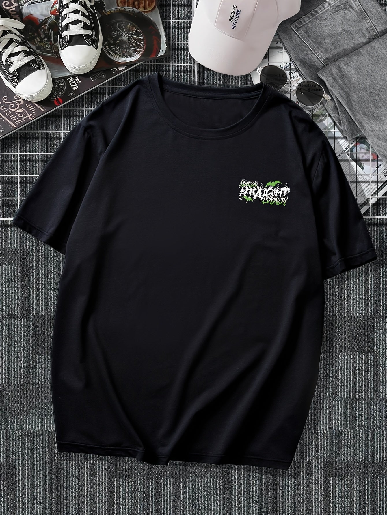 Men's Casual Short-Sleeve T-Shirt - Fashionable Crew Neck, Versatile Streetwear with Gradient Design, Breathable Polyester, Machine Washable